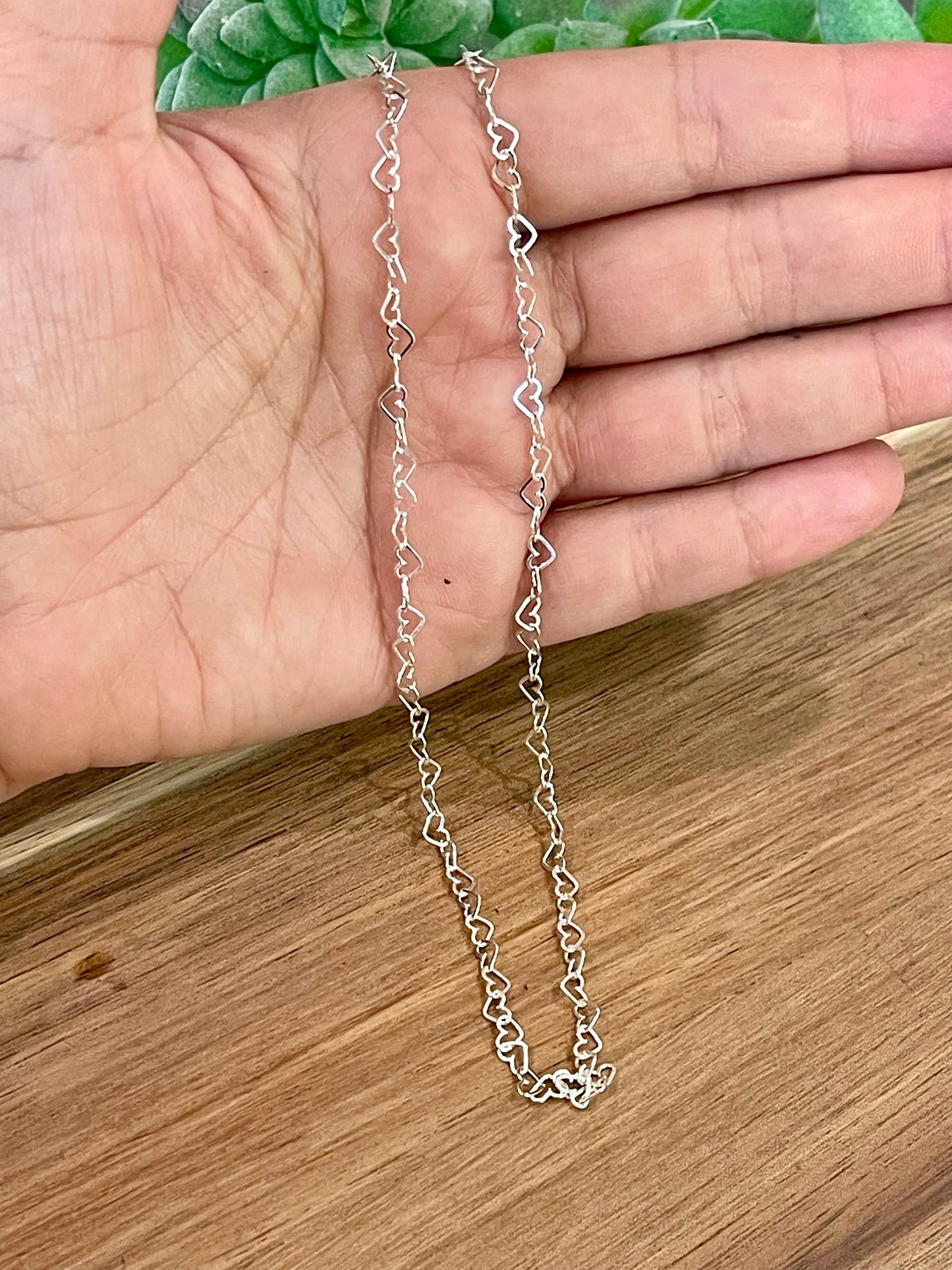 Handmade In Mexico Sterling Silver Chain Heart Necklace