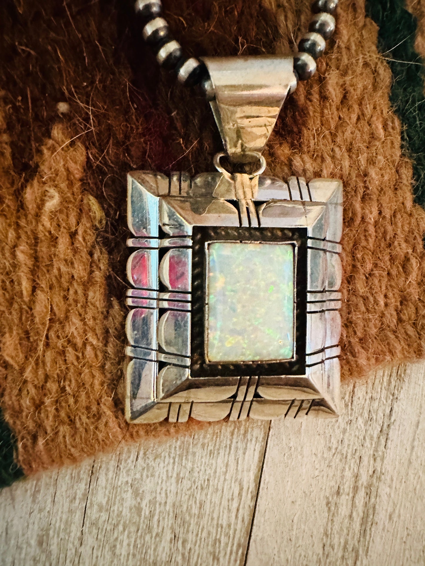 Handcrafted Sterling Silver & White Opal Pendant