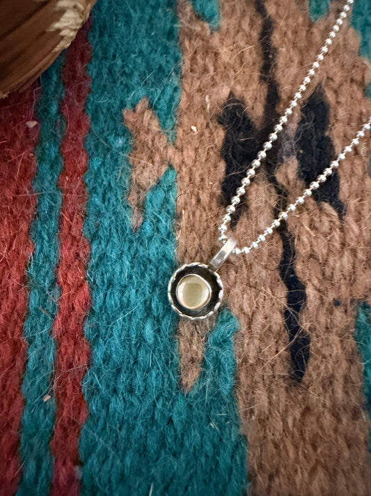 Handcrafted Sterling Silver and Mother of Pearl Mini Pendant
