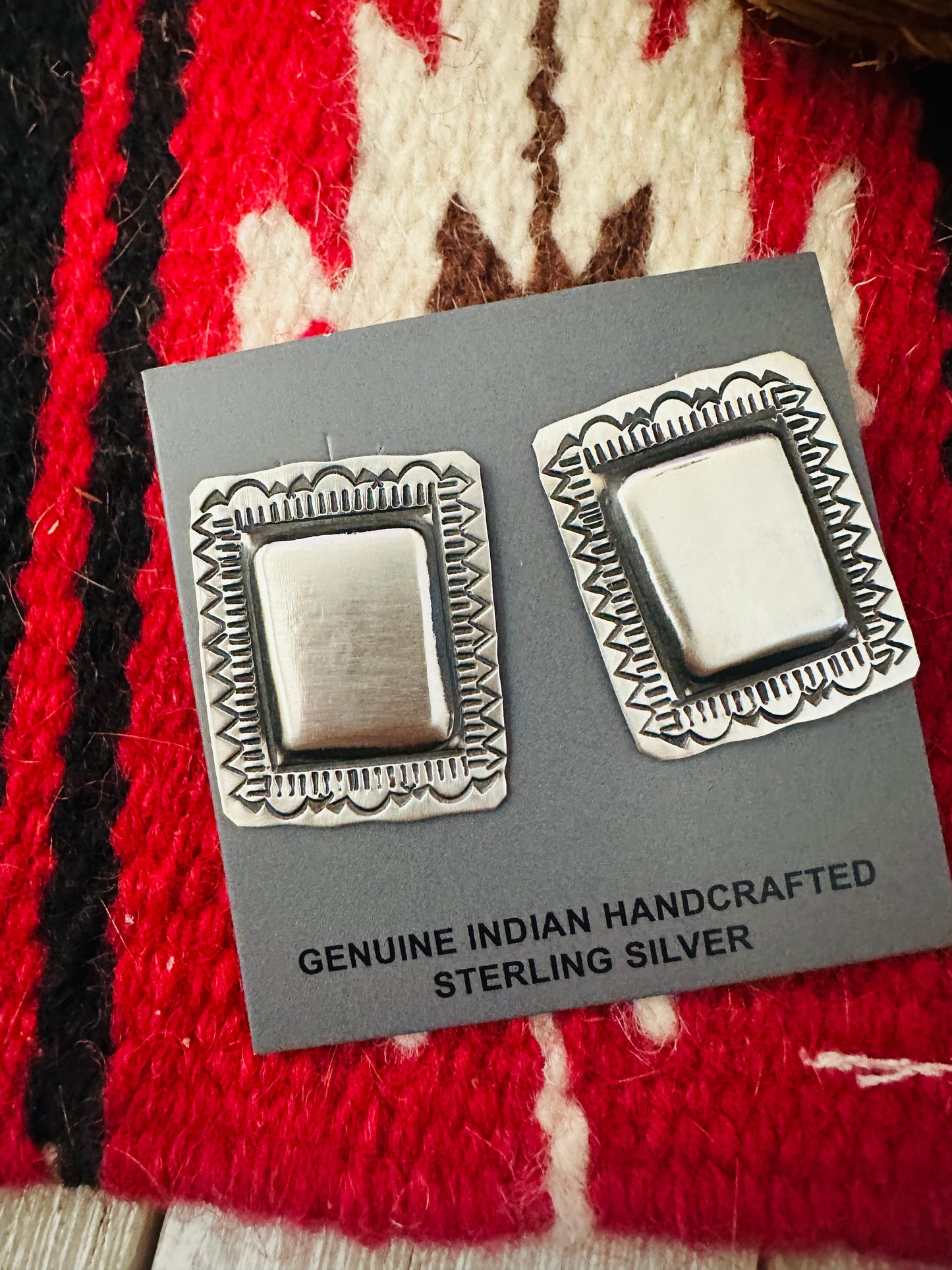 Handcrafted Sterling Silver Concho Post Earrings by Leander Tahe