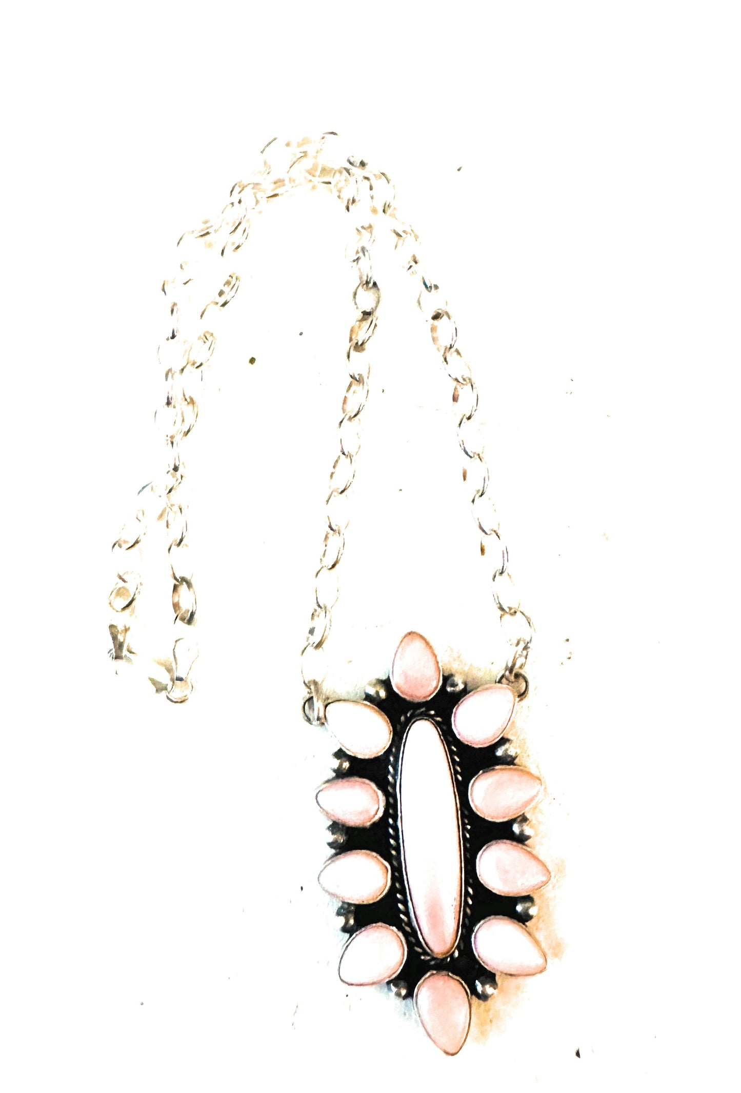 Handcrafted Sterling Silver & Queen Pink Conch Necklace