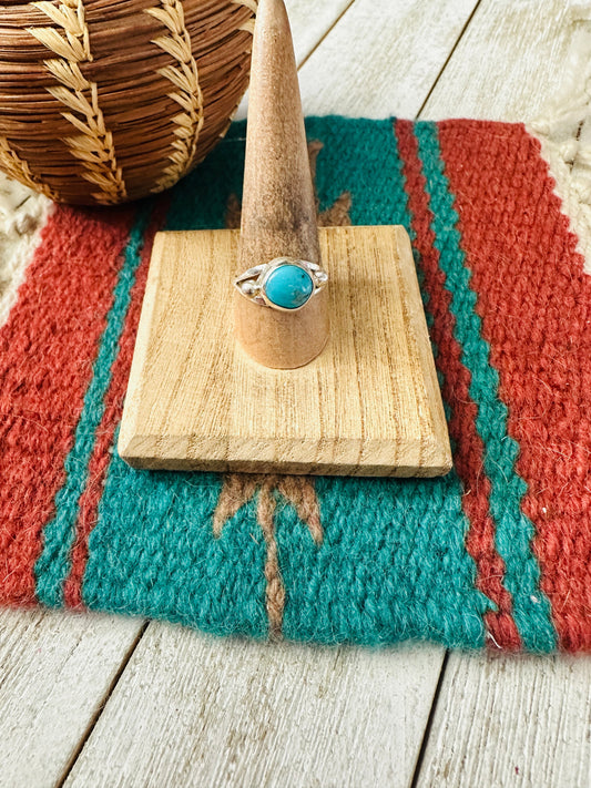 Handcrafted Sterling Silver & Turquoise Ring Size 9