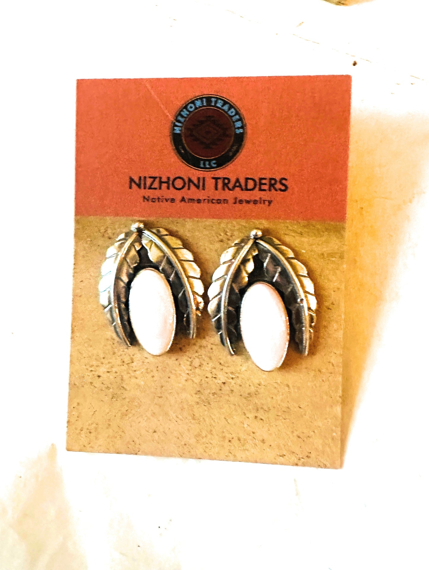 Handcrafted Sterling Silver & Queen Pink Conch Leaf Post Earrings