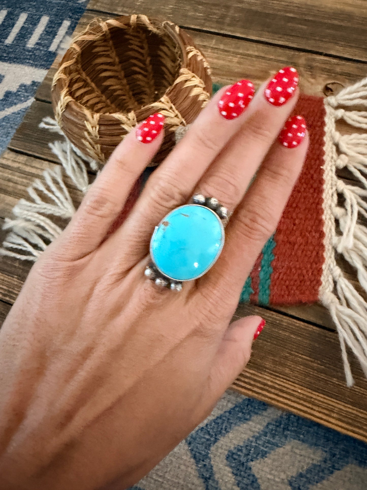 Handcrafted Kingman Turquoise & Sterling Silver Ring