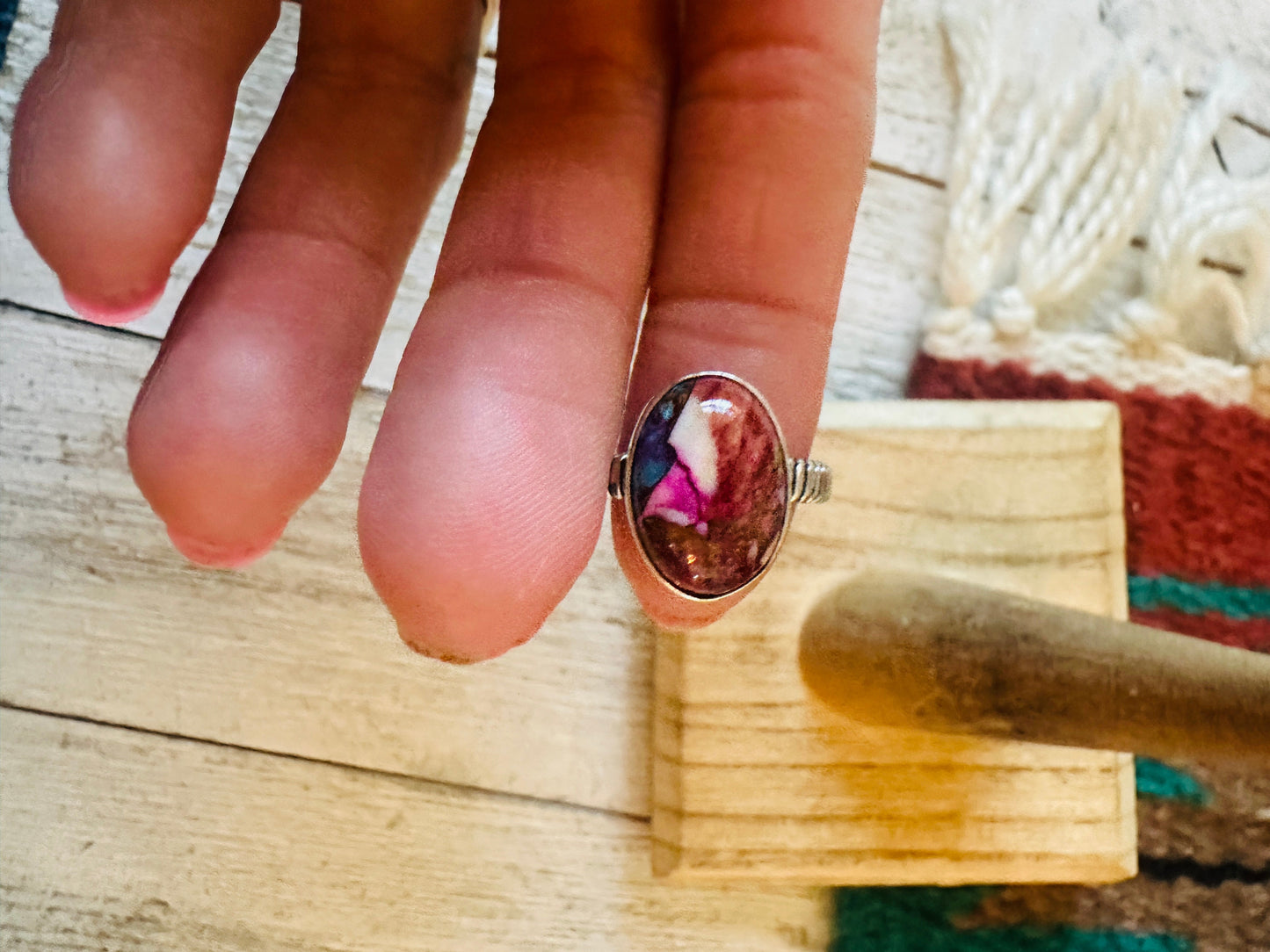 Handcrafted Sterling Silver & Pink Dream Mojave Oval Ring