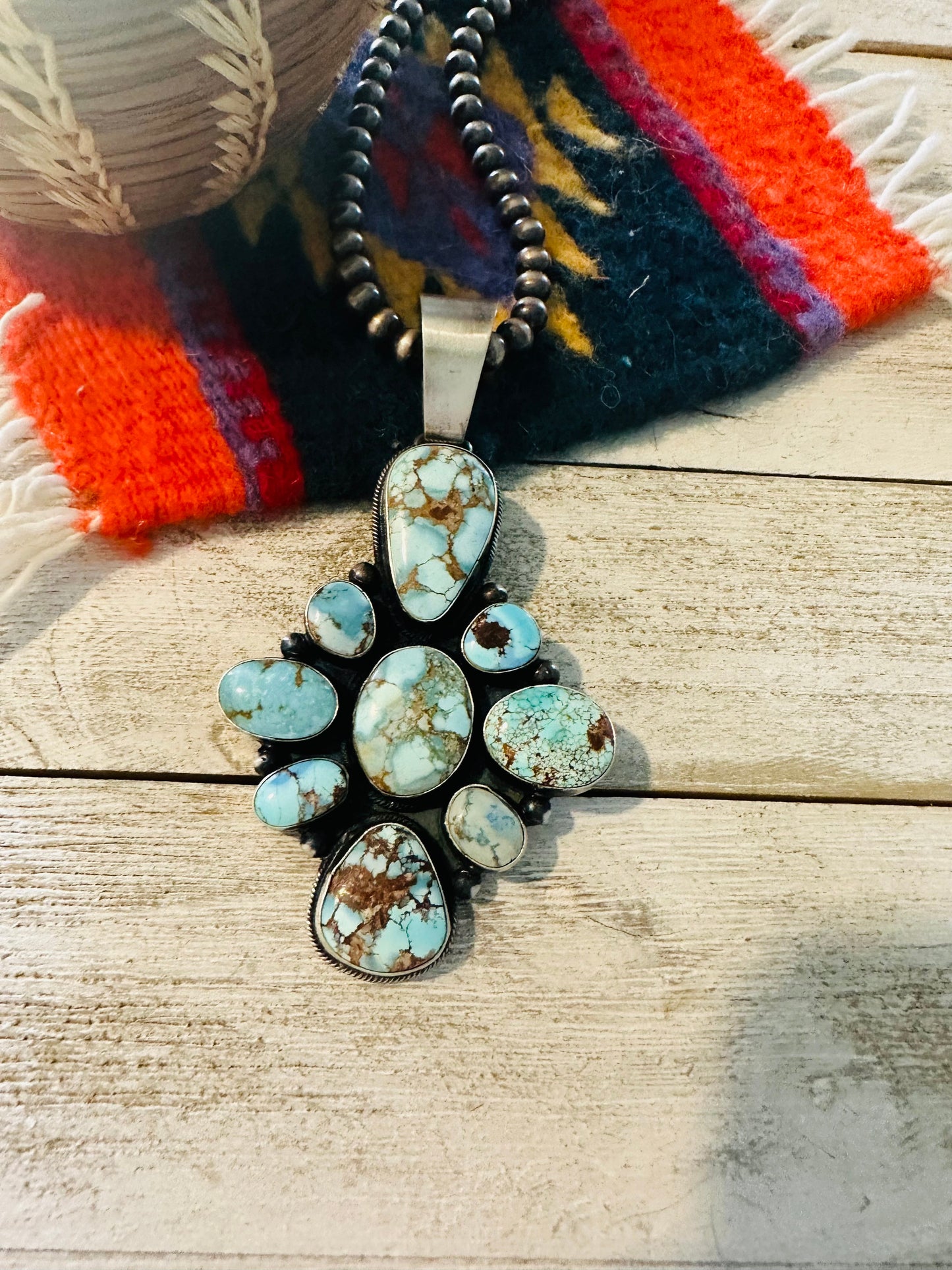 Handcrafted Golden Hills Turquoise & Sterling Silver Pendant by Paul Livingston