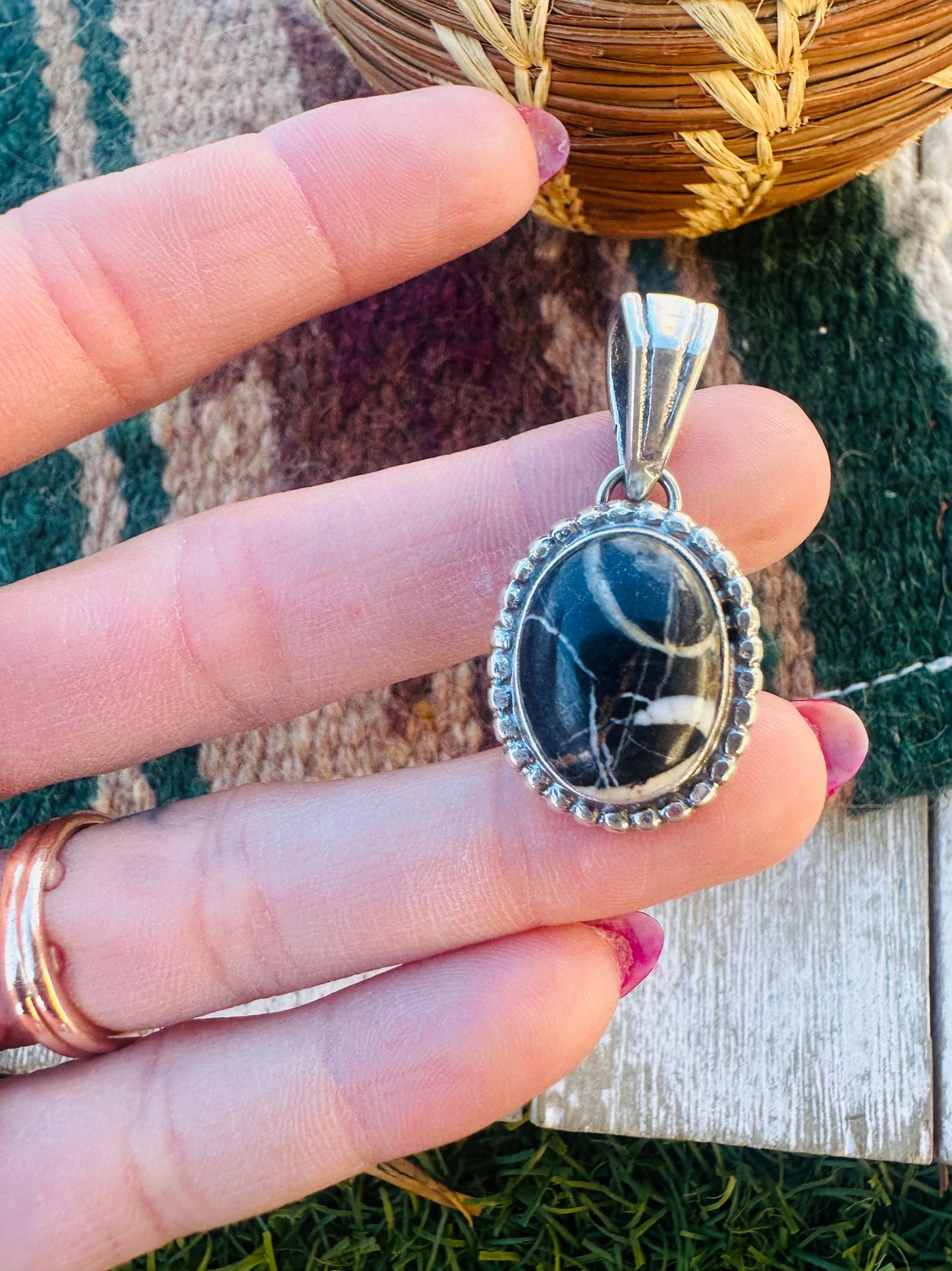 Handcrafted Sterling Silver & White Buffalo Pendant