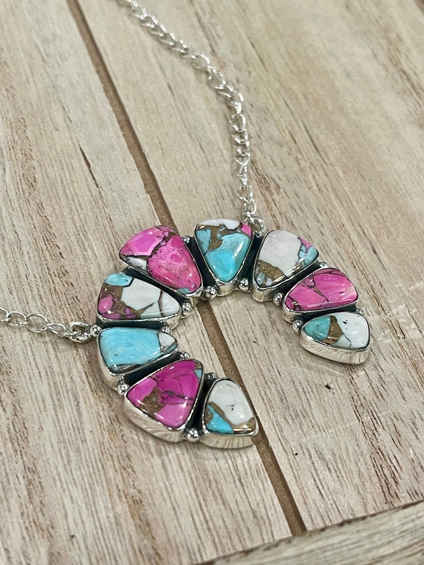 Handmade Cotton Candy Sterling Silver Naja Necklace