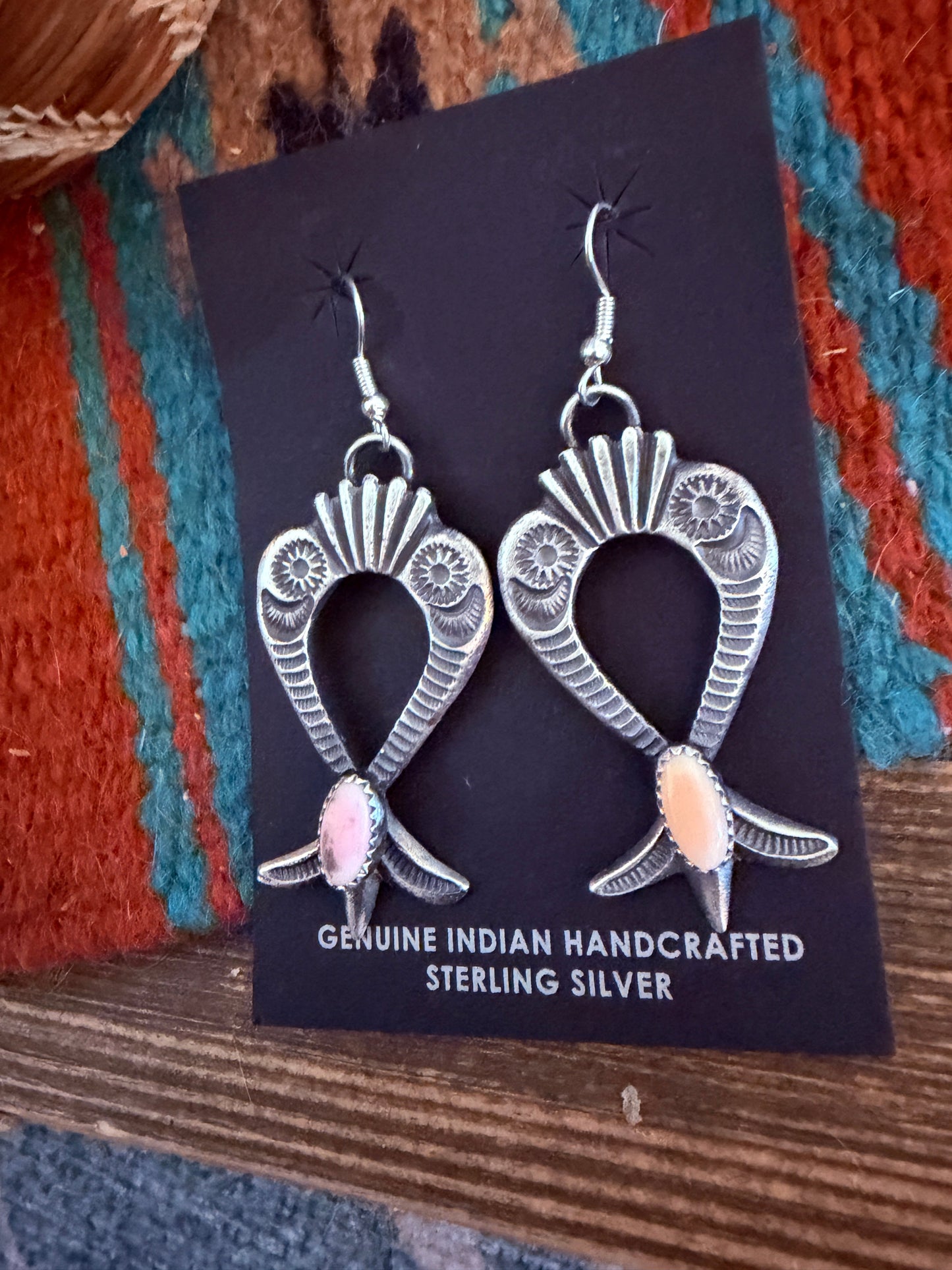 Handcrafted Queen Pink Conch & Sterling Silver Naja Dangle Earrings by Kevin Billah