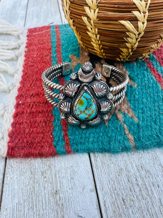 Handmade Artisan Sterling Silver & Turquoise Cuff Bracelet, CB Gems
