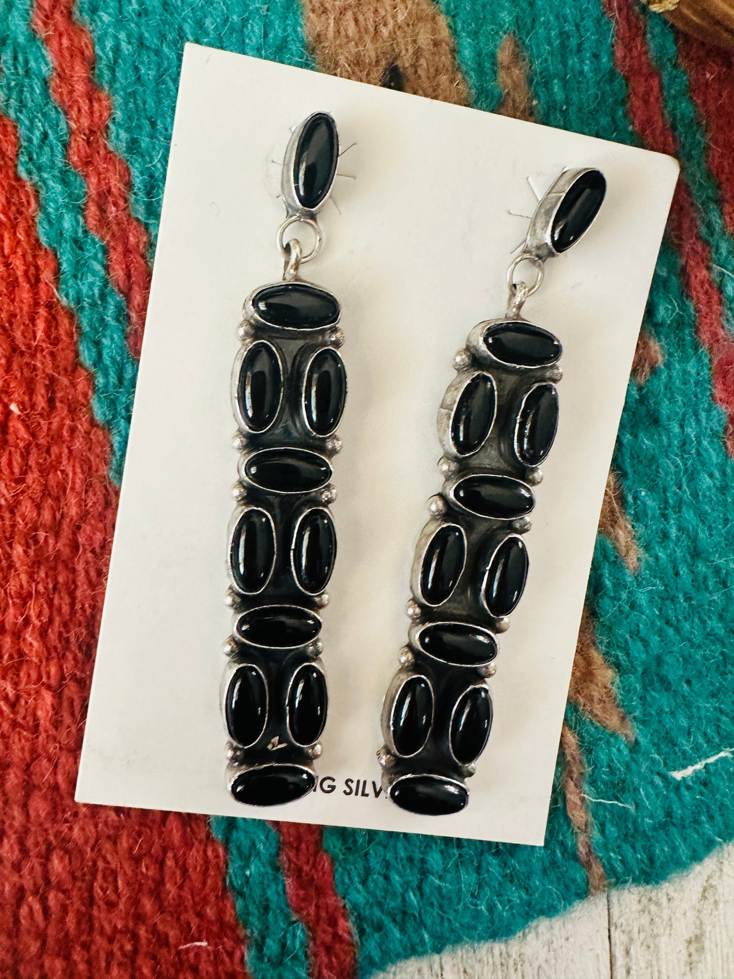 Handcrafted Black Onyx & Sterling Silver Dangle Earrings by Jacqueline Silver