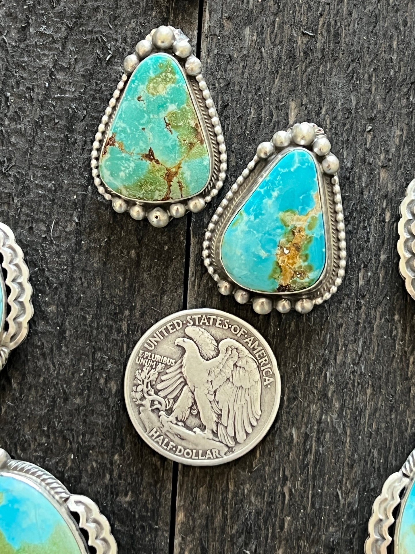 Massive Handcrafted Sterling Silver and Sonoran Mountain Turquoise Statement Necklace with Earrings by Talila Benally