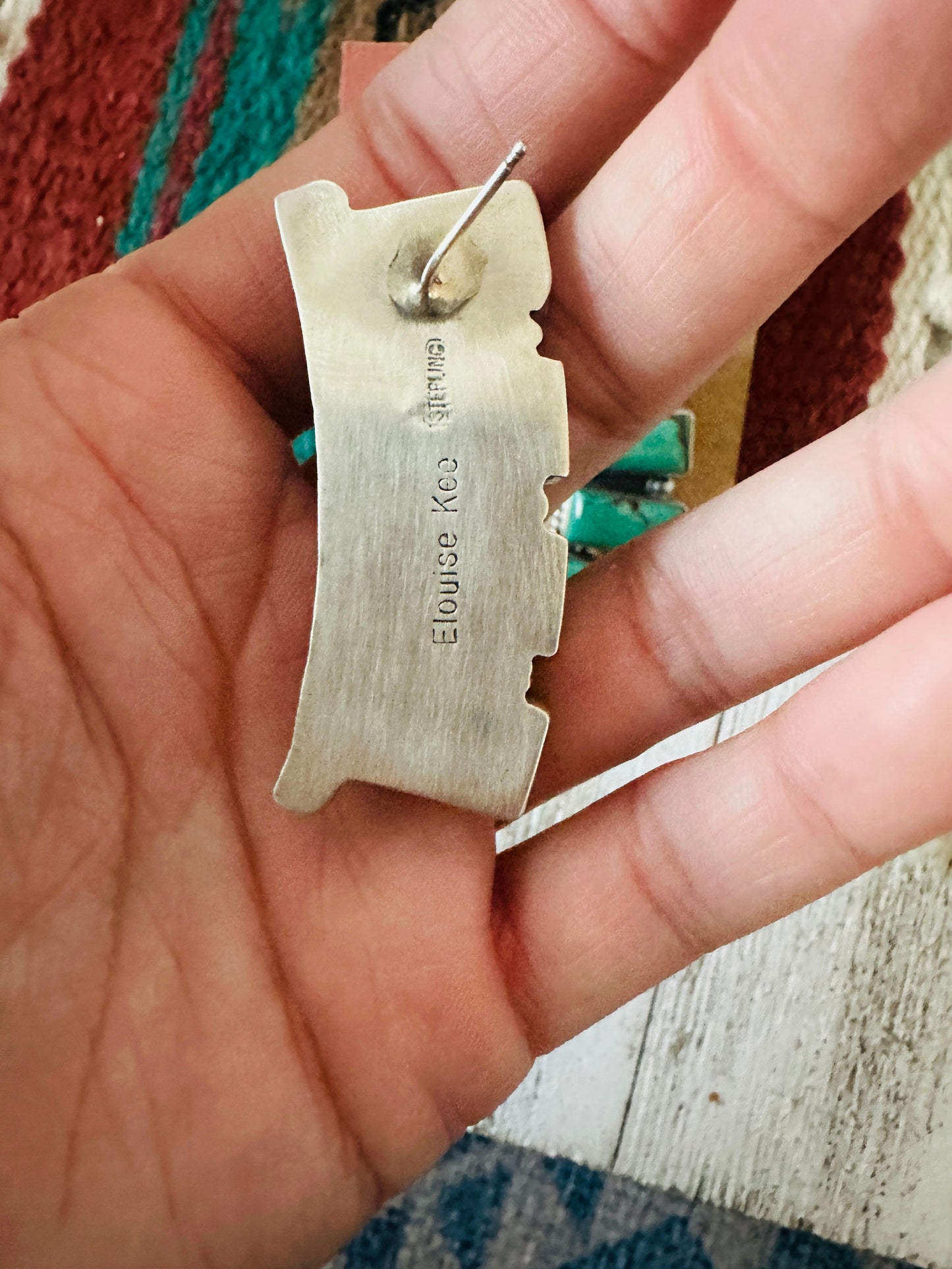 Handcrafted Turquoise & Sterling Silver Cluster Earrings by Elouise Kee