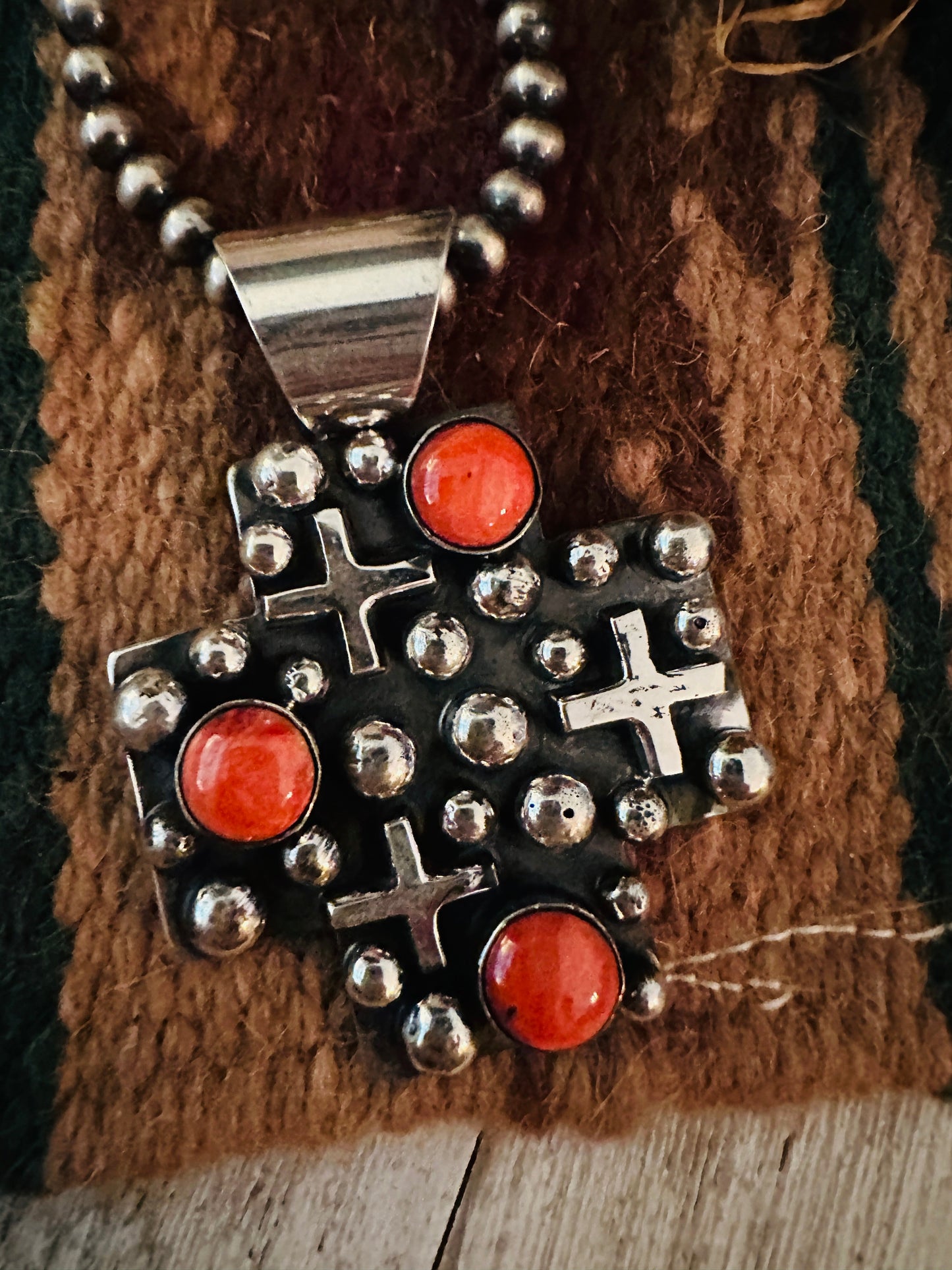 Handcrafted Spiny & Sterling Silver Cross Pendant by Chimney Butte