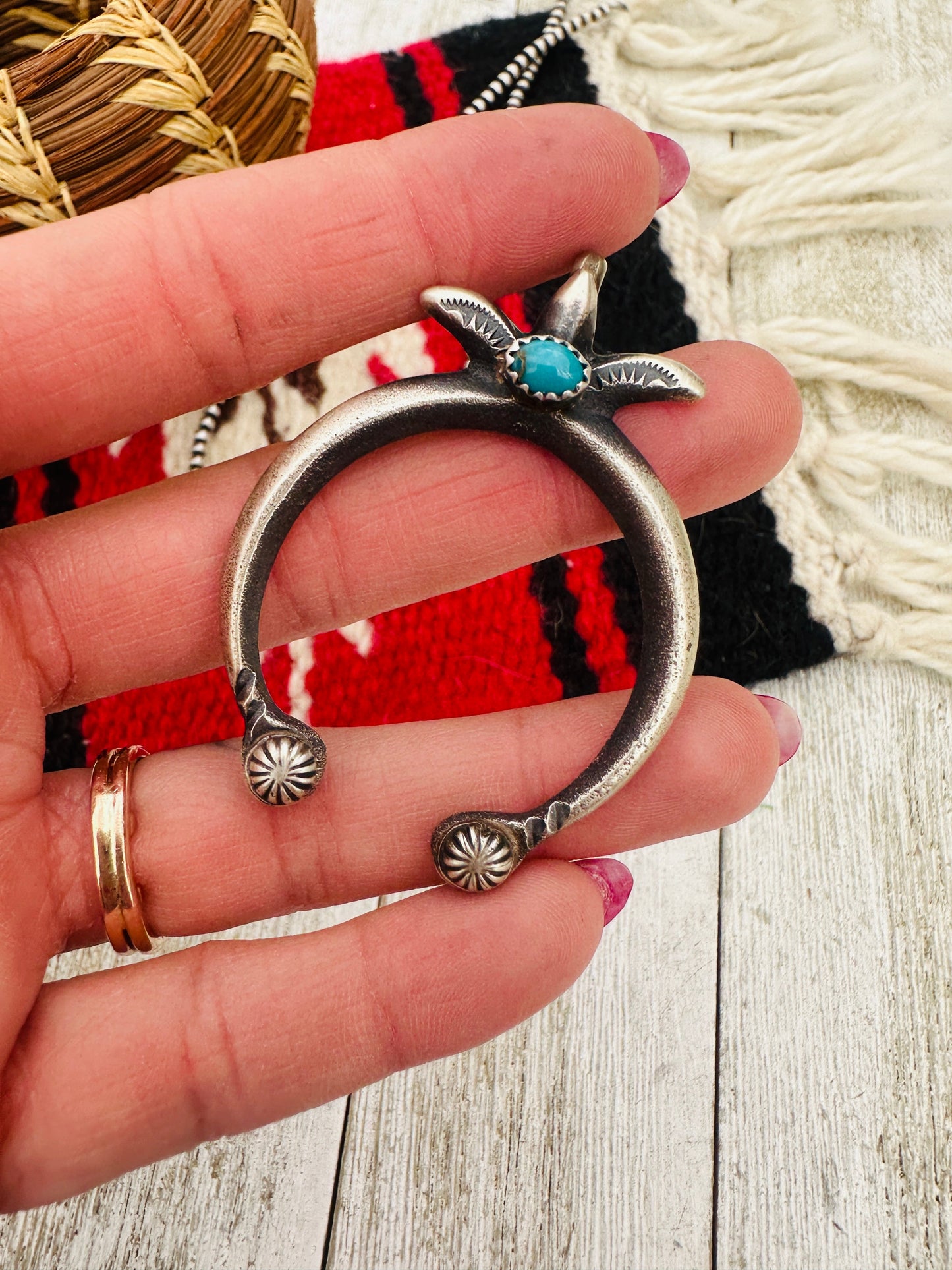 Handcrafted Sterling Silver & Turquoise Naja Pendant by Martha Cayatineto