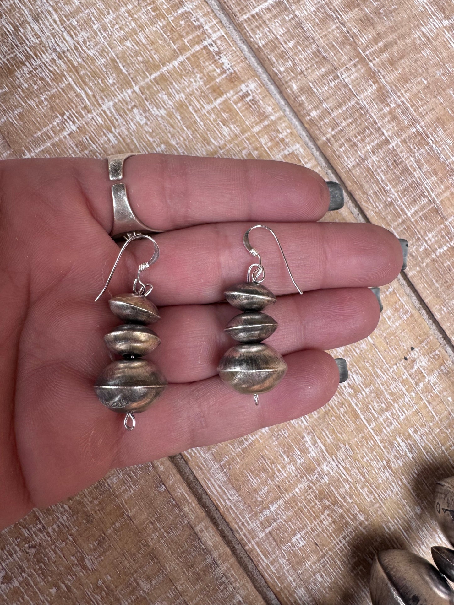 Handcrafted Jumbo Pearl Sterling Silver HandMade Dangle Earrings And Necklace Set