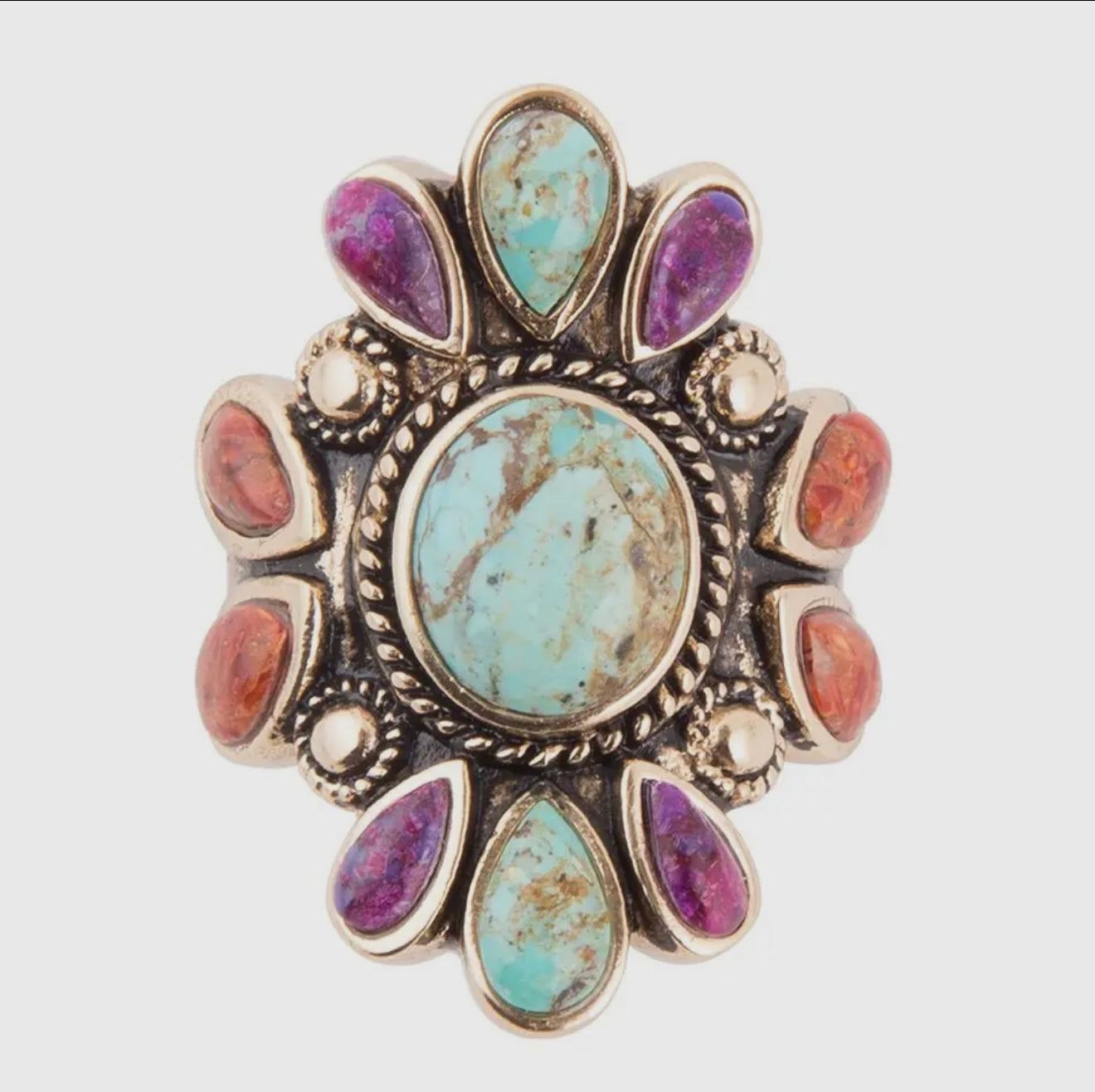 “The Golden Collection”  Turquoise, Spiny Ring Handmade Gold Plated Ring