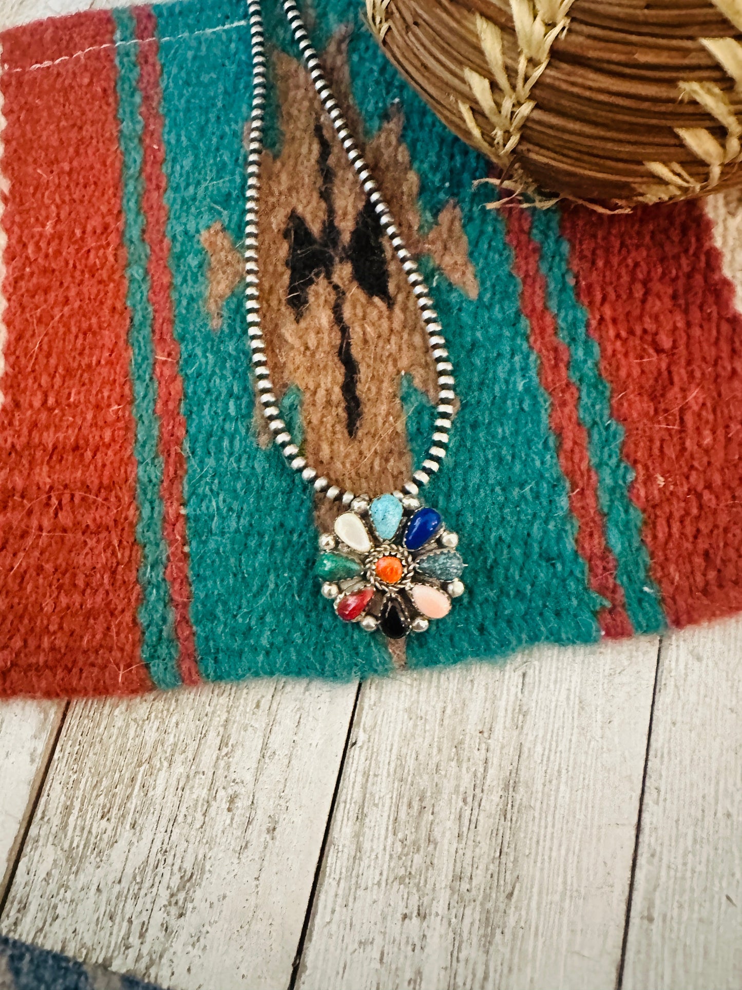 Handcrafted Multi Stone & Sterling Silver Cluster Brooch/ Pendant