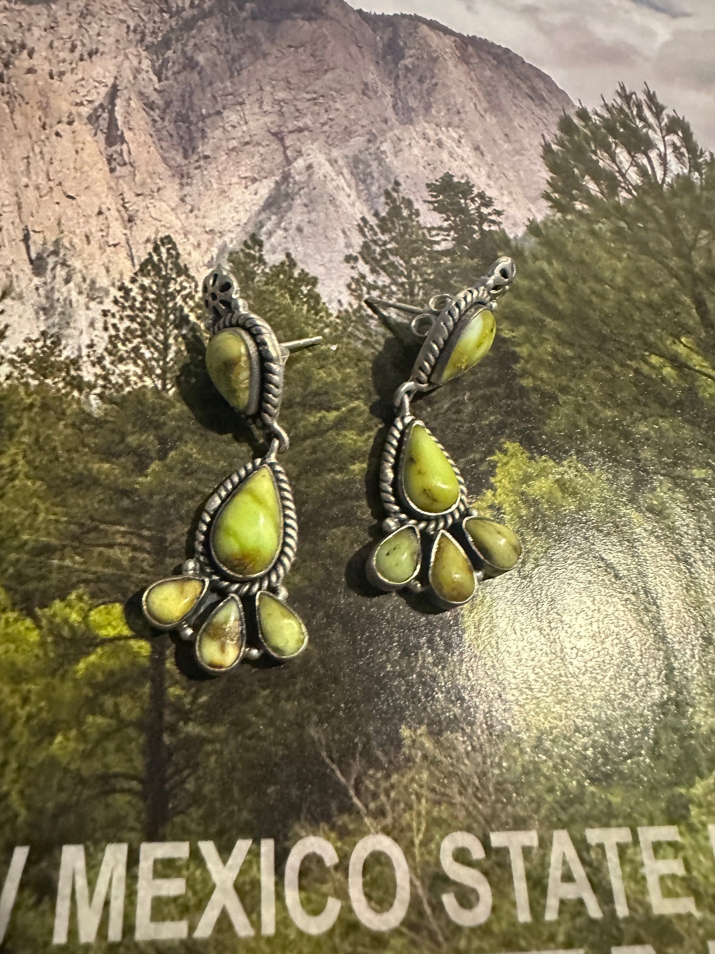 Handmade Sterling Silver & Palomino Post Dangle Earrings