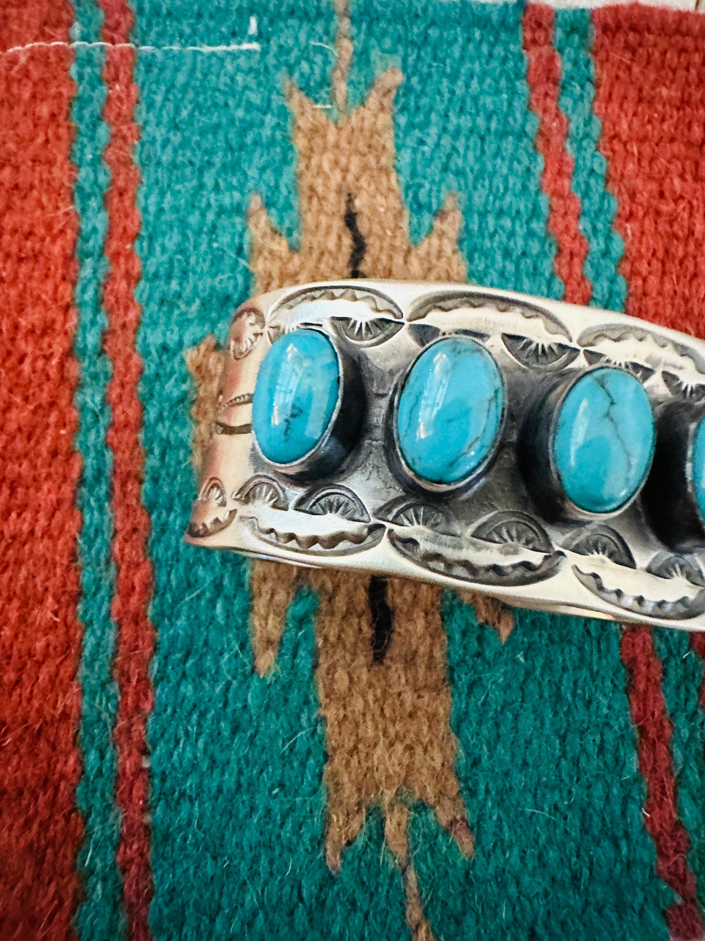 Handcrafted Sterling Silver & Turquoise Cuff Bracelet by Chimney Butte /