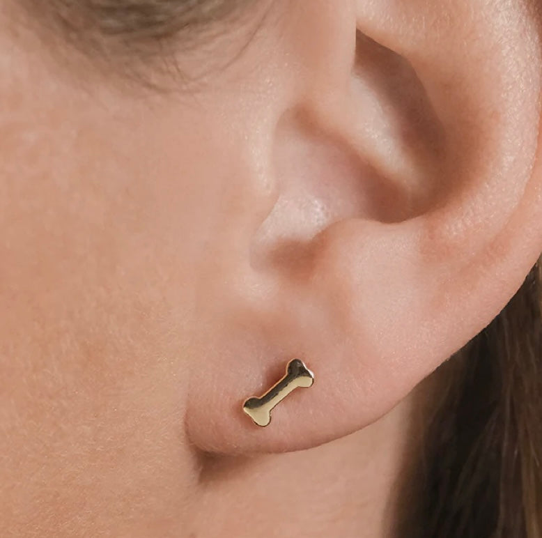 14kGold Sterling Silver Bone Stud Earrings