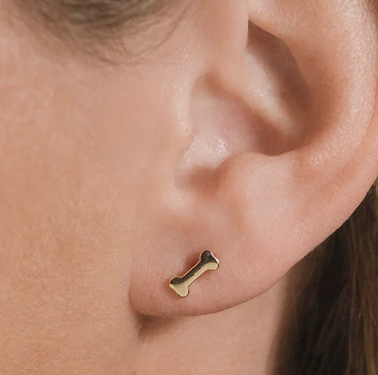 14kGold Sterling Silver Bone Stud Earrings