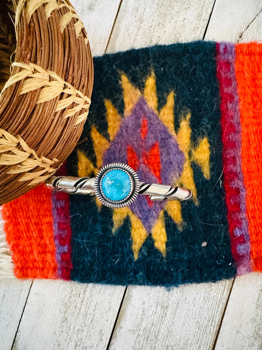 Handcrafted Sterling Silver & Kingman Turquoise Cuff Bracelet