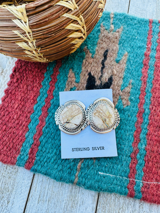 Handcrafted Ribbon Turquoise & Sterling Silver Post Earrings