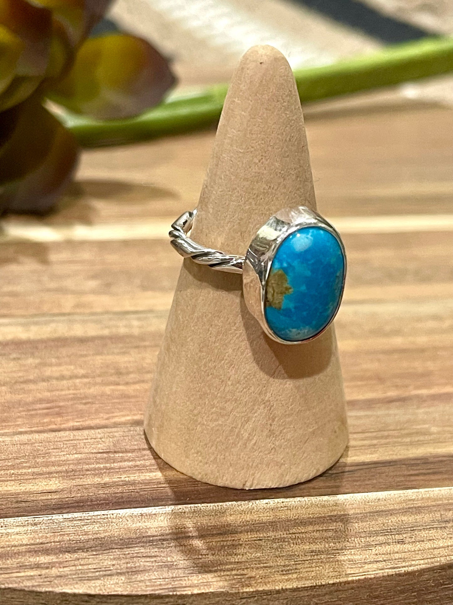Handcrafted Turquoise & Sterling Silver Ring Size 7.25