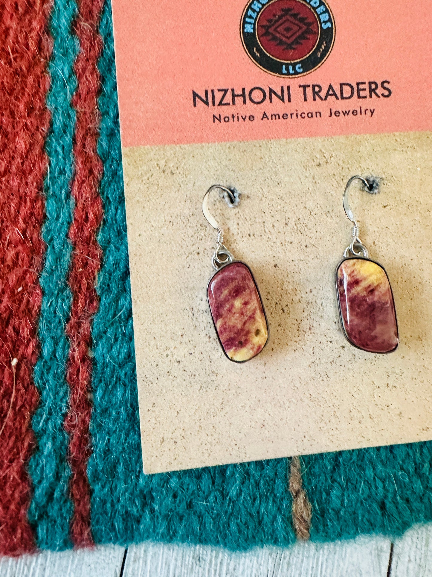 Handcrafted Sterling Silver & Purple Spiny Dangle Earrings