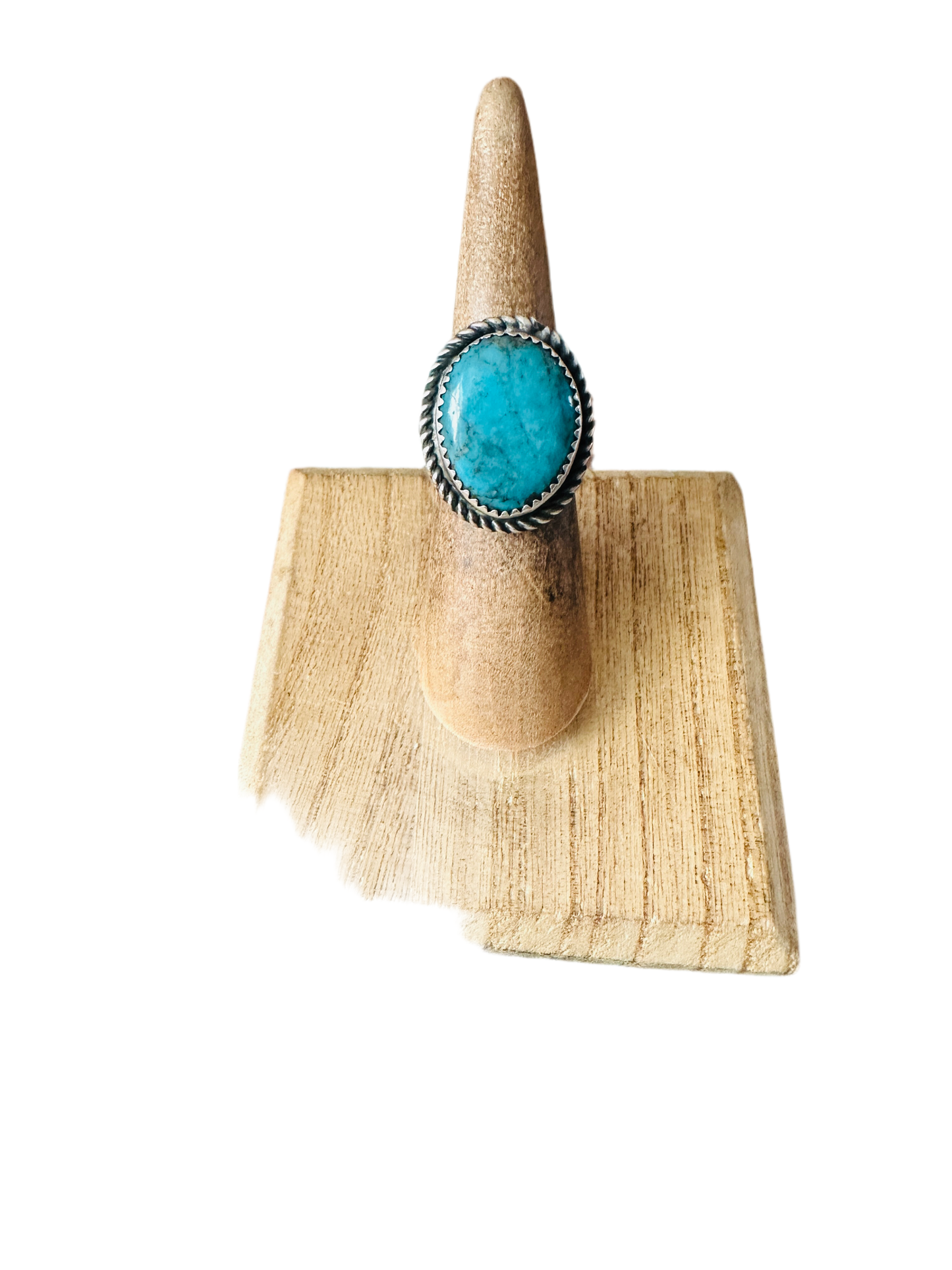 Old Pawn Handcrafted Sterling Silver & Turquoise Ring Size 4.75