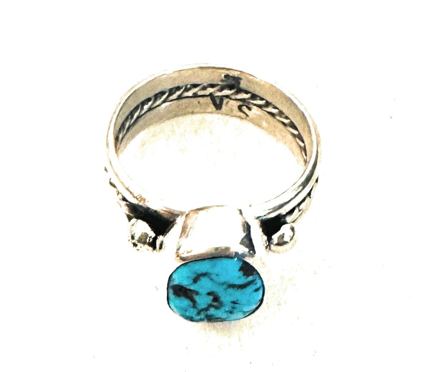 Navajo Kingman Turquoise & Sterling Silver Ring Size 8