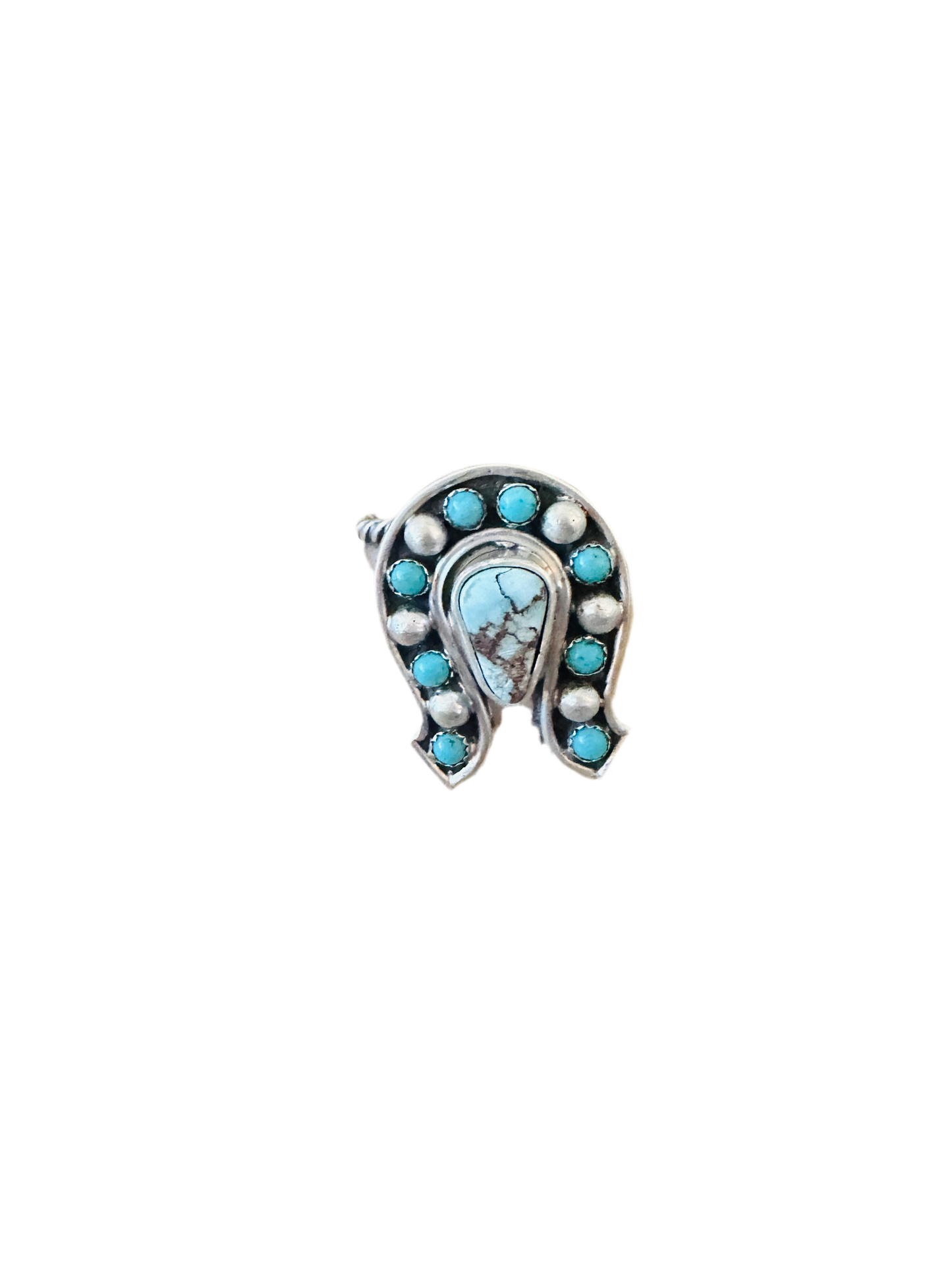 Handcrafted Sterling Silver & Turquoise Adjustable Horseshoe Ring