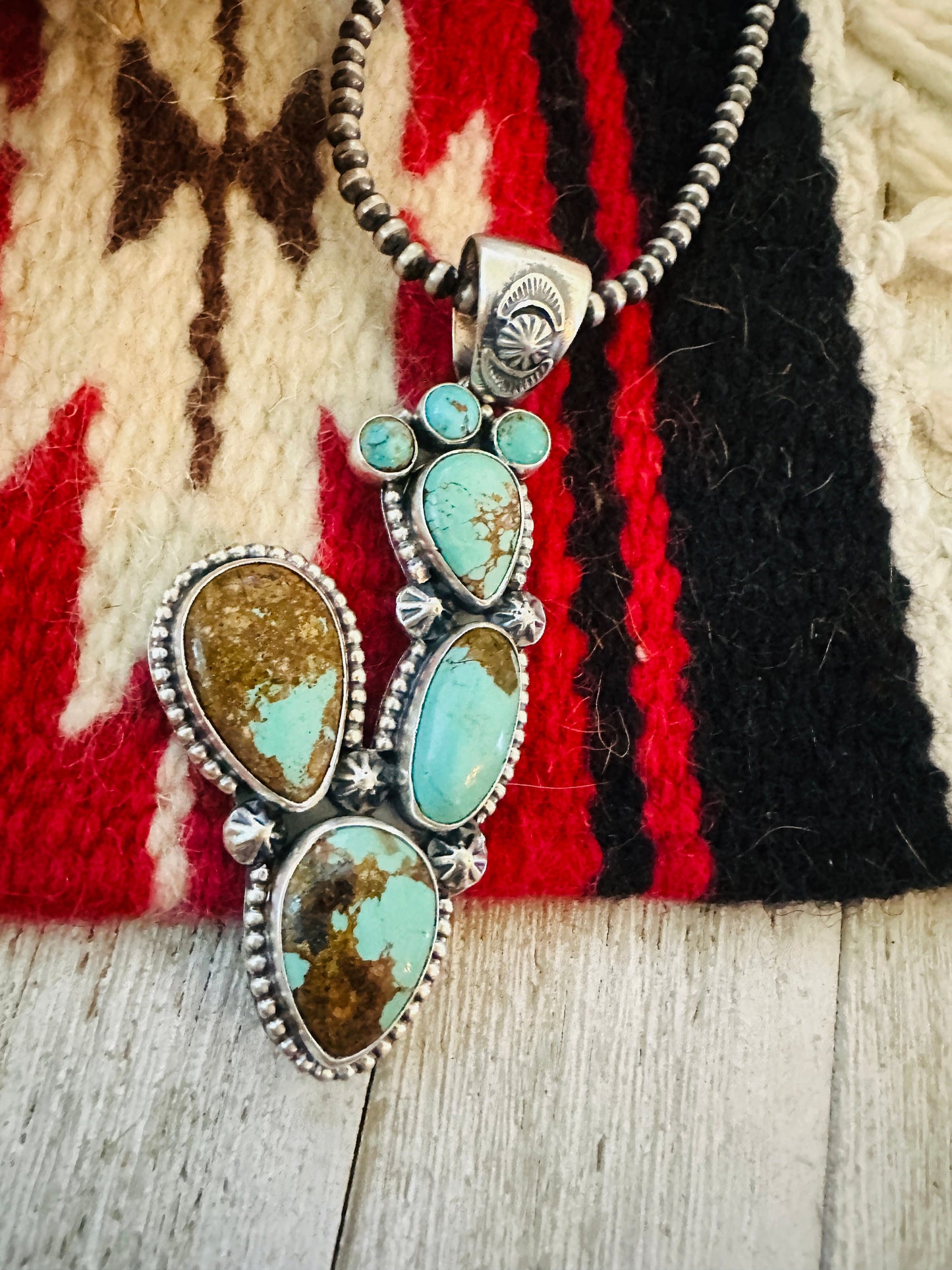 Handcrafted Sterling Silver & Turquoise Cactus Pendant