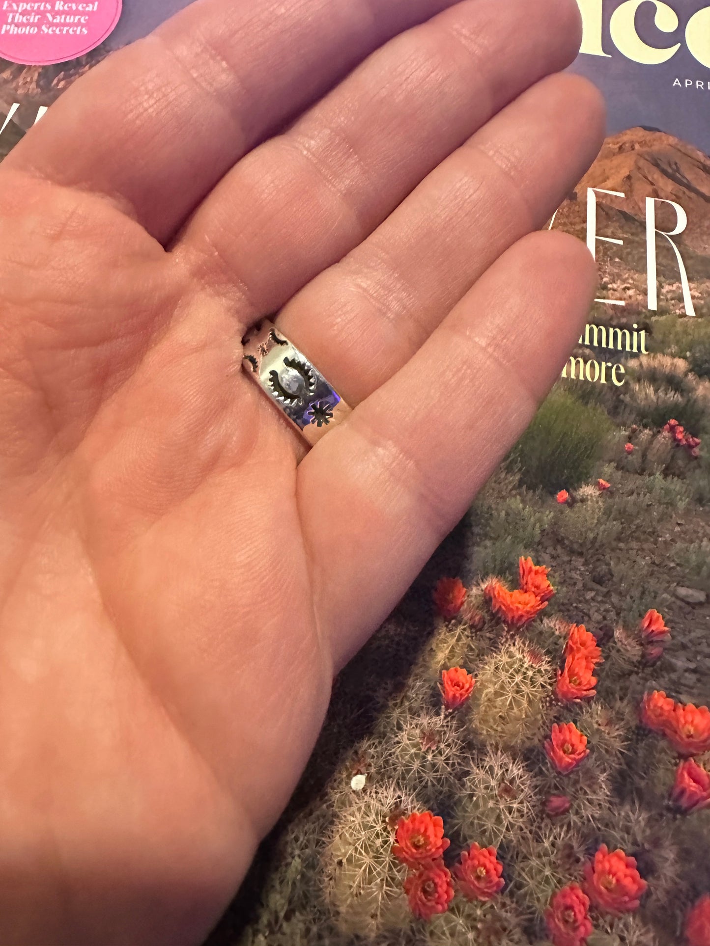 Handmade Sterling Silver Pink Dream Mojave Adjustable Ring Signed Nizhoni 3