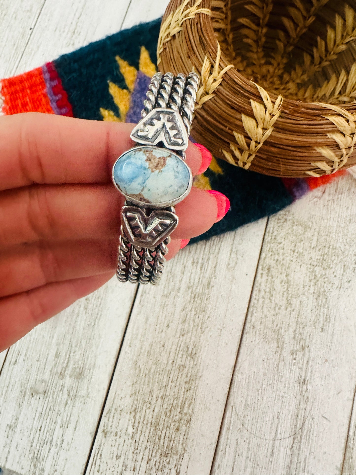 Handcrafted Sterling Silver & Golden Hills Turquoise Cuff Bracelet