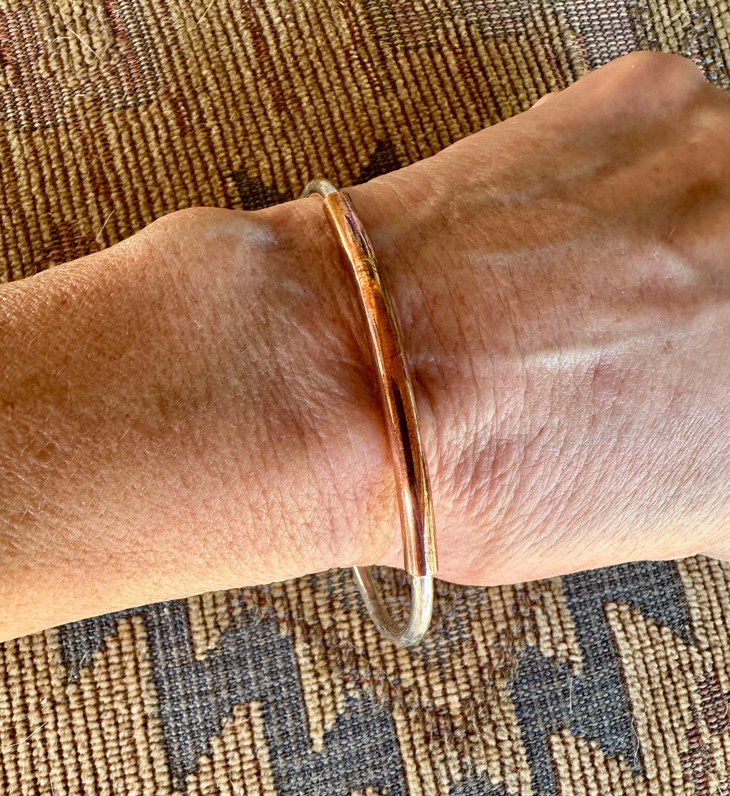Simple Sterling Silver Cuff Bracelet w/ Copper Finish
