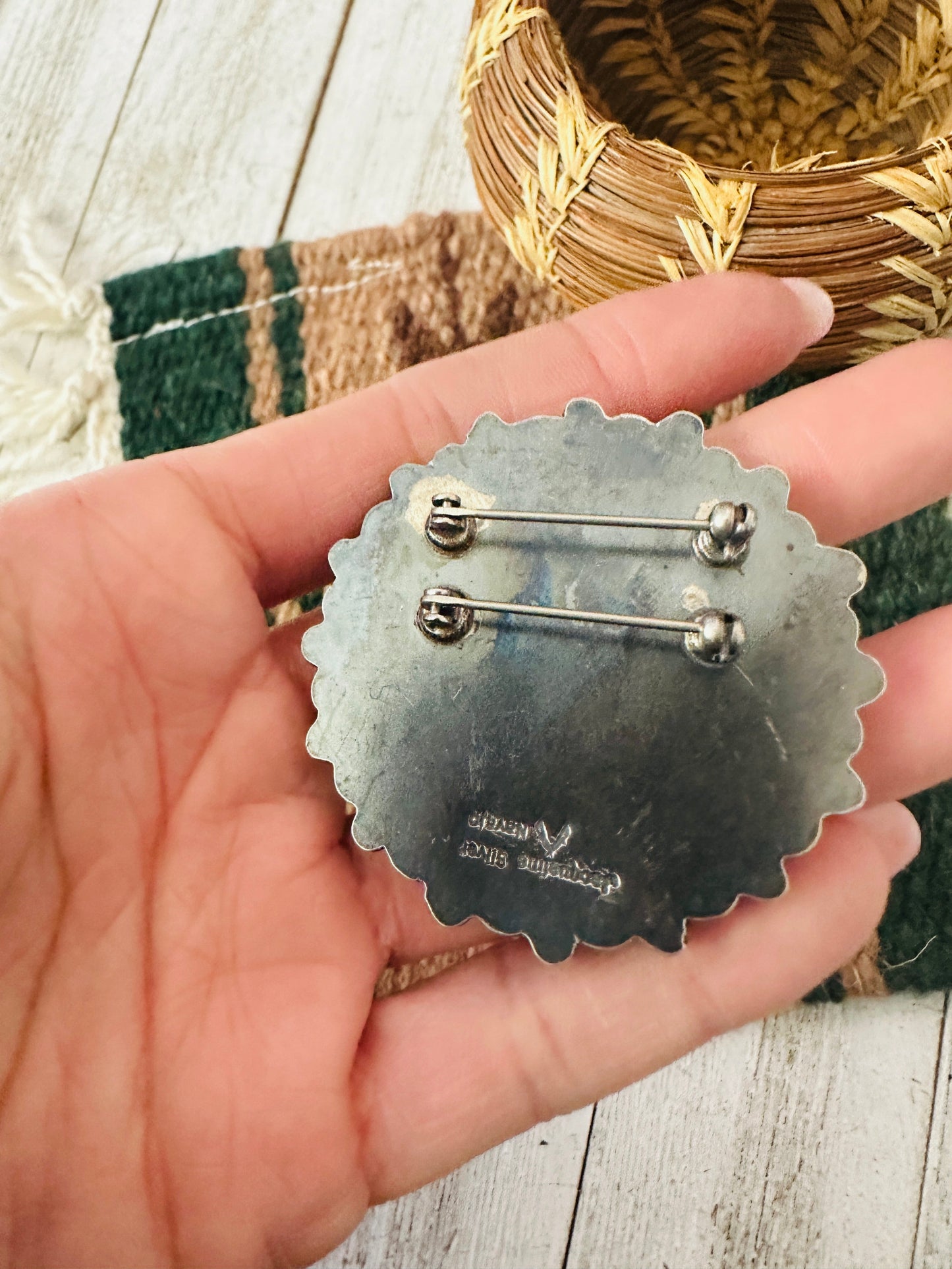 Handcrafted Mother of Pearl & Sterling Silver Cluster Brooch by Jacqueline Silver