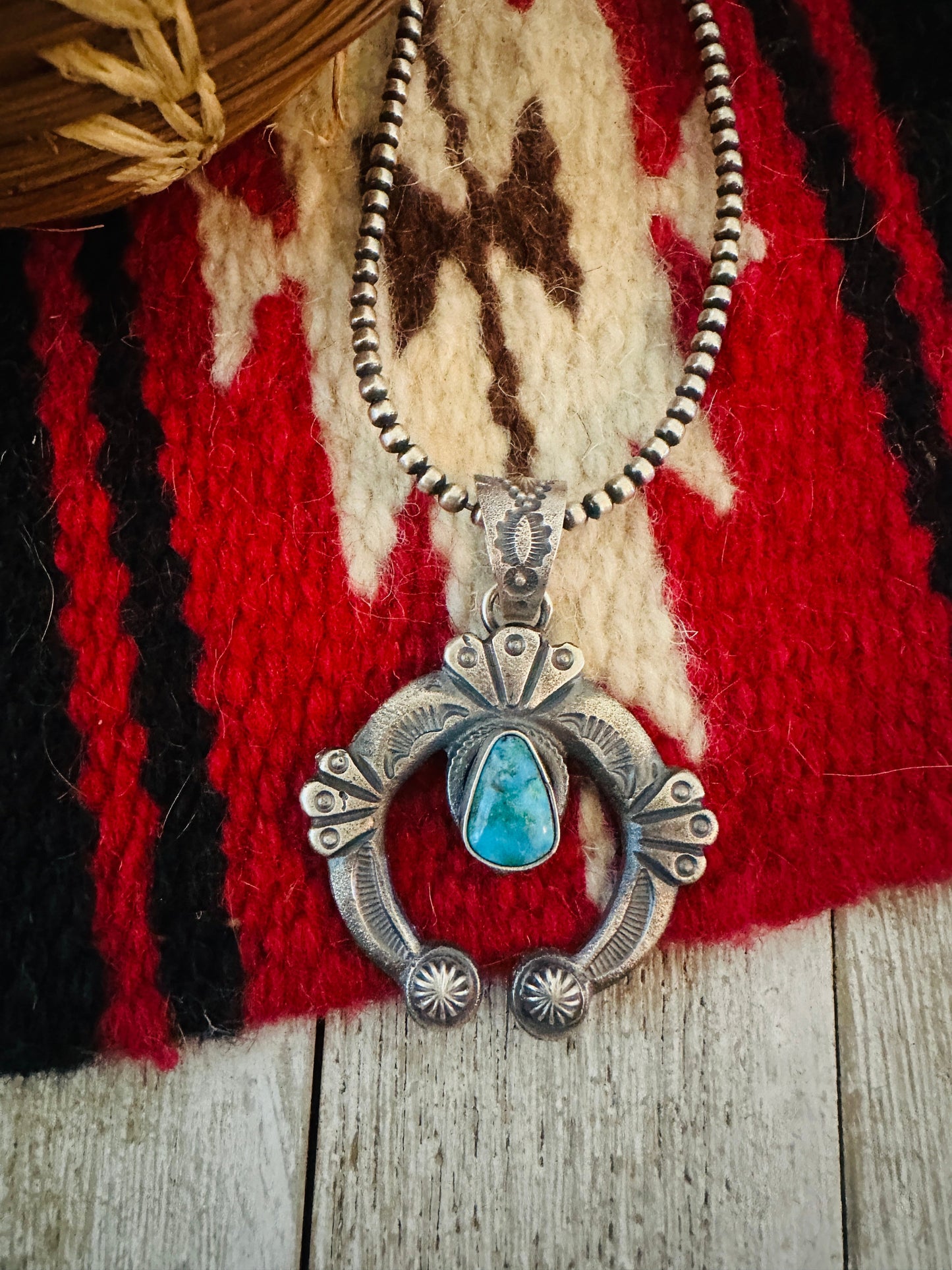 Handcrafted Sterling Silver & Turquoise Naja Pendant by Kevin Billah