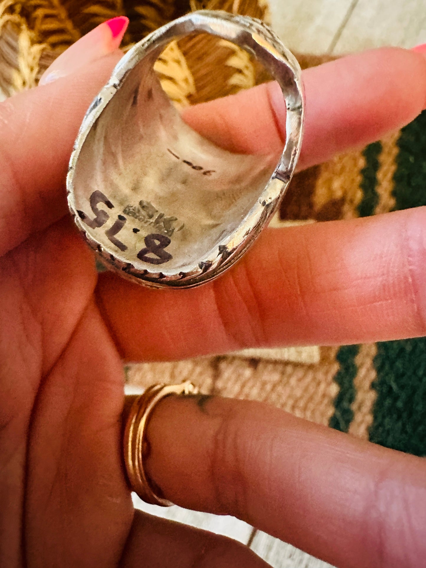 Old Pawn Handcrafted Sterling Silver & Lapis Men’s Ring Size 8.75