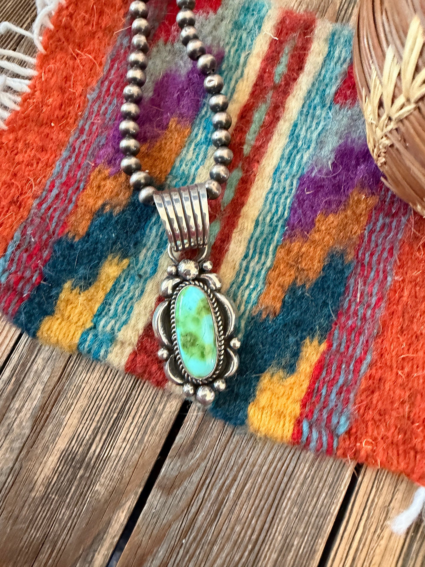 Handcrafted Sterling Silver & Sonoran Mountain Turquoise Pendant by Albert Jake