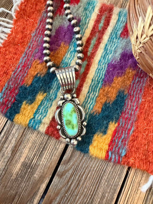 Handcrafted Sterling Silver & Sonoran Mountain Turquoise Pendant by Albert Jake