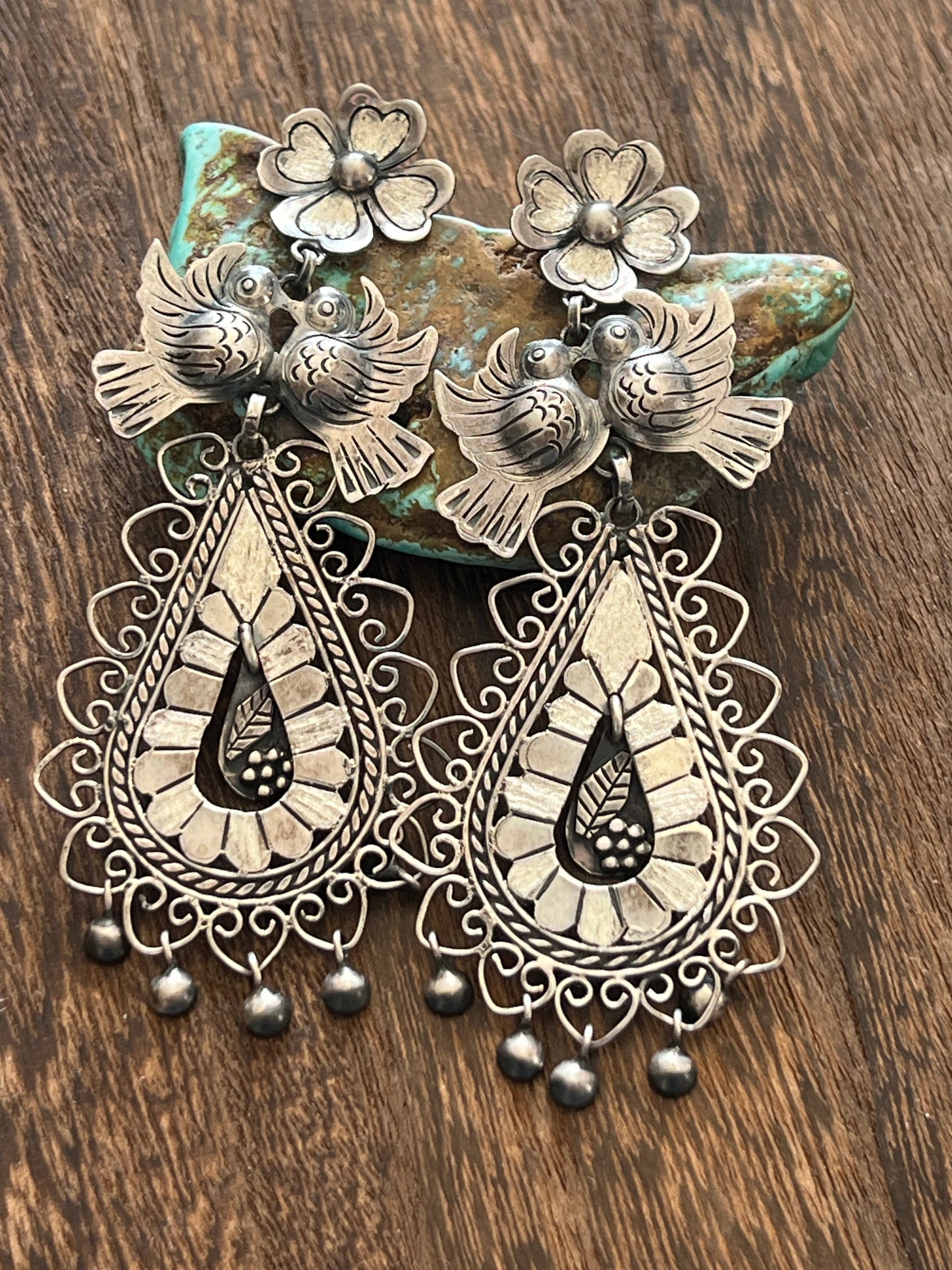 Federico Jimenez Sterling Silver Mexican Wedding Style Earrings, Paloma