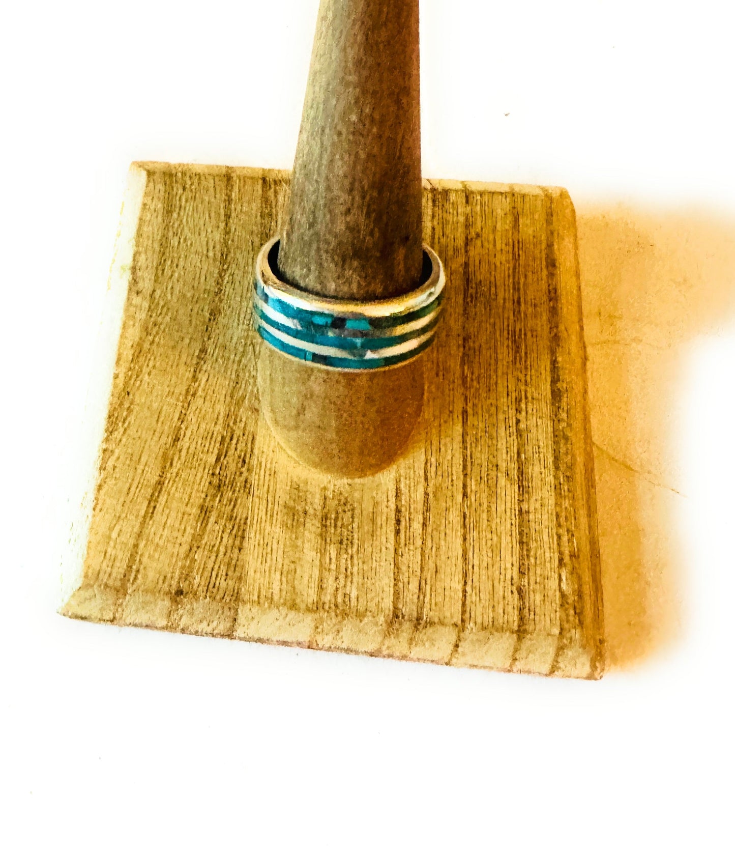 Handcrafted Sterling Silver & Turquoise Inlay Band Ring
