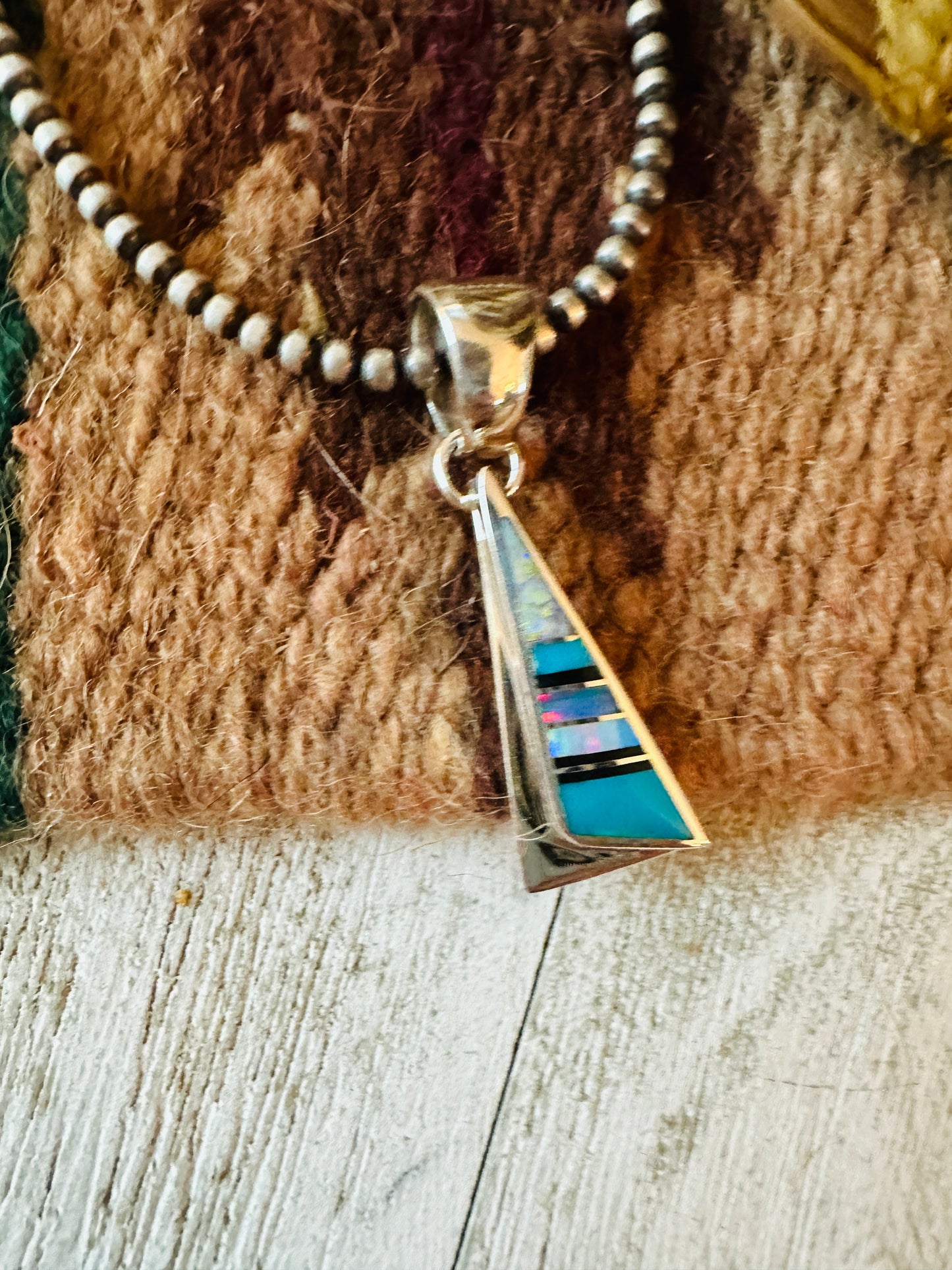 Handcrafted Multi Stone & Sterling Silver Inlay Pendant