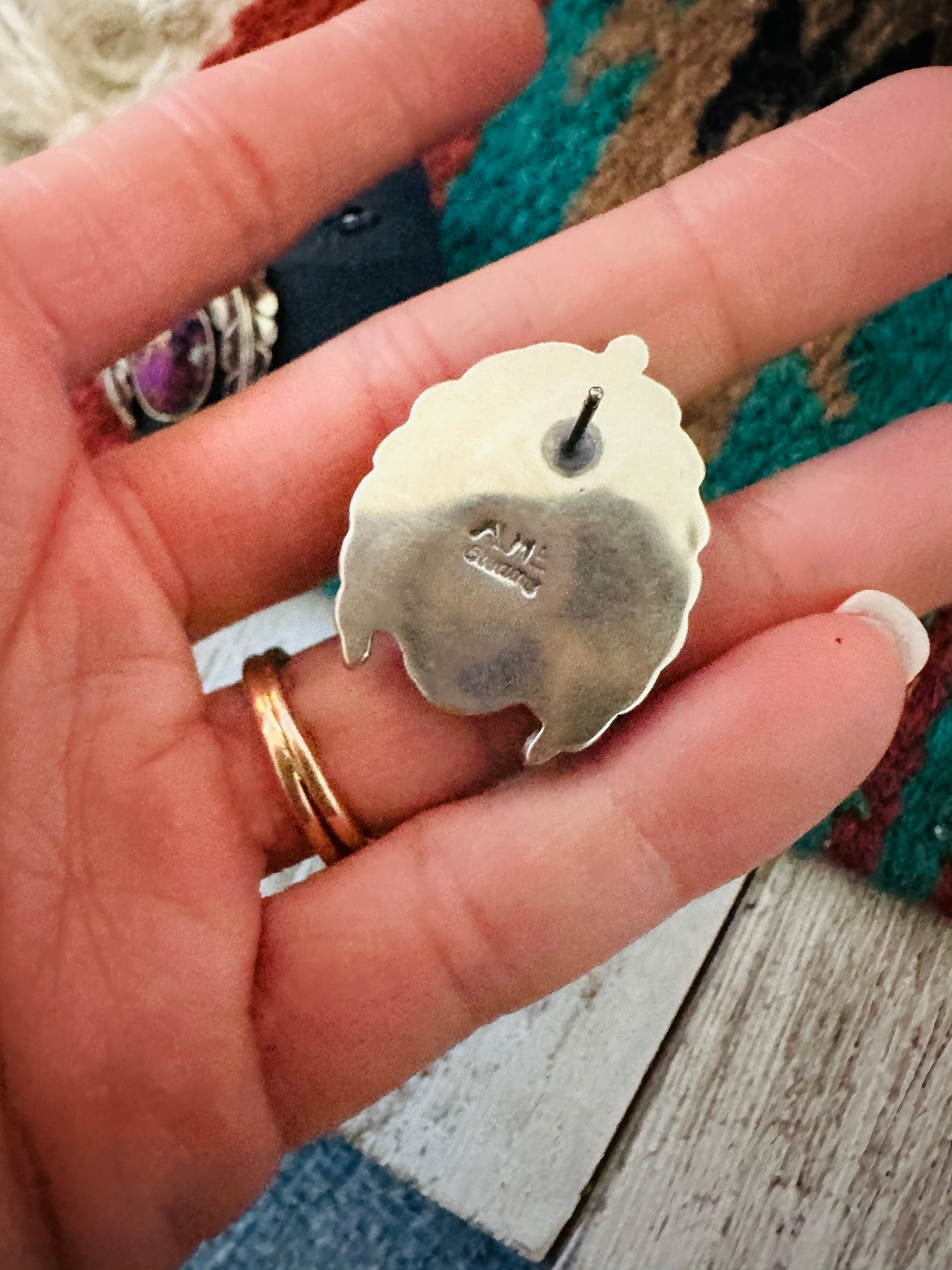 Handcrafted Pink Mojave & Sterling Silver Leaf Post Earrings