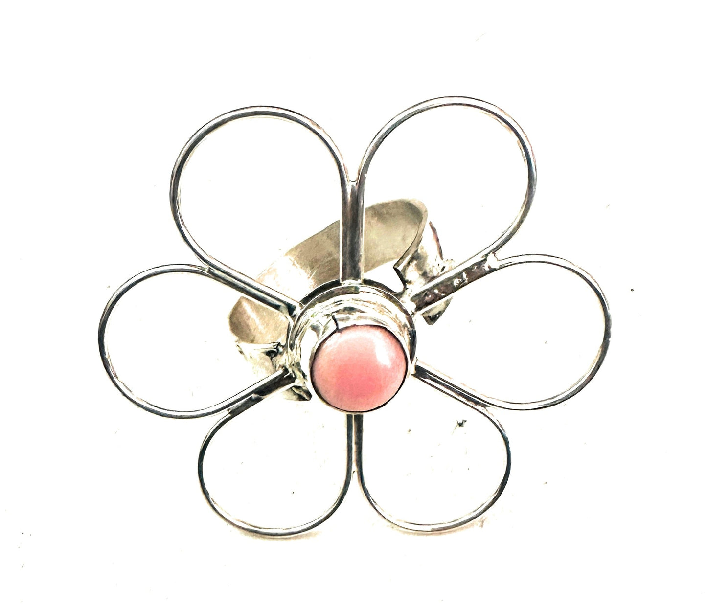Handcrafted Sterling Silver & Queen Pink Conch Shell Flower Ring