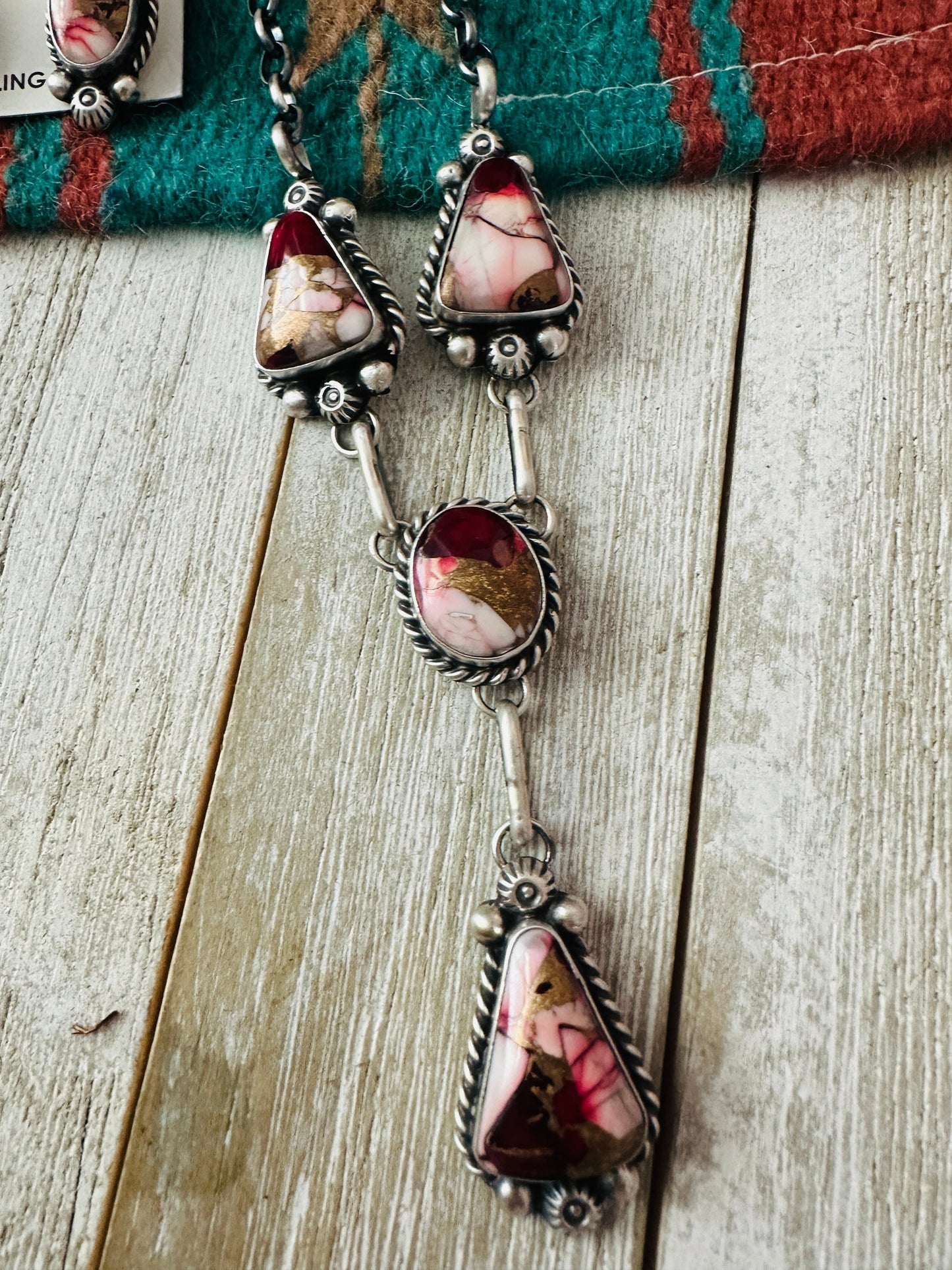 Handcrafted Rose Dahlia & Sterling Silver Necklace and Earring Set