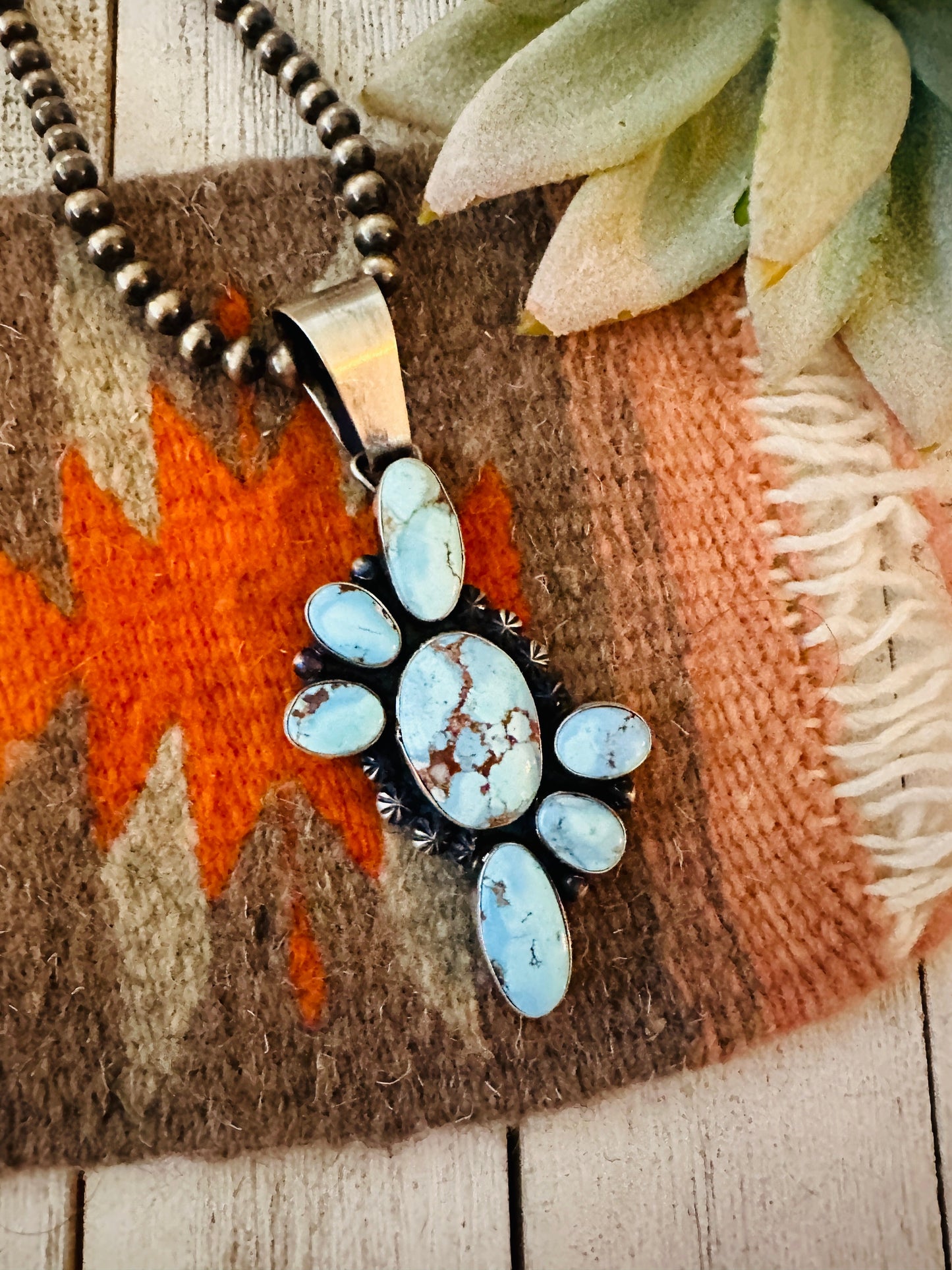 Handcrafted Golden Hills Turquoise & Sterling Silver Pendant by Paul Livingston