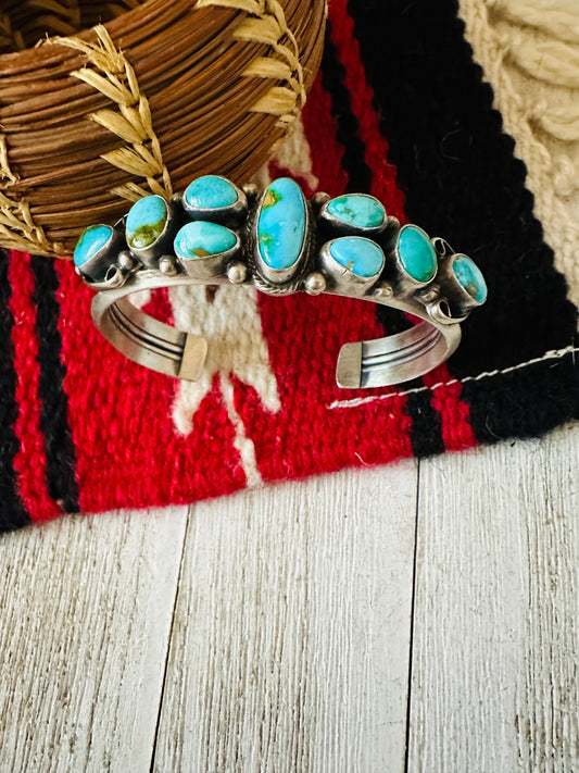 Handcrafted Sonoran Mountain Turquoise & Sterling Silver Cuff Bracelet
